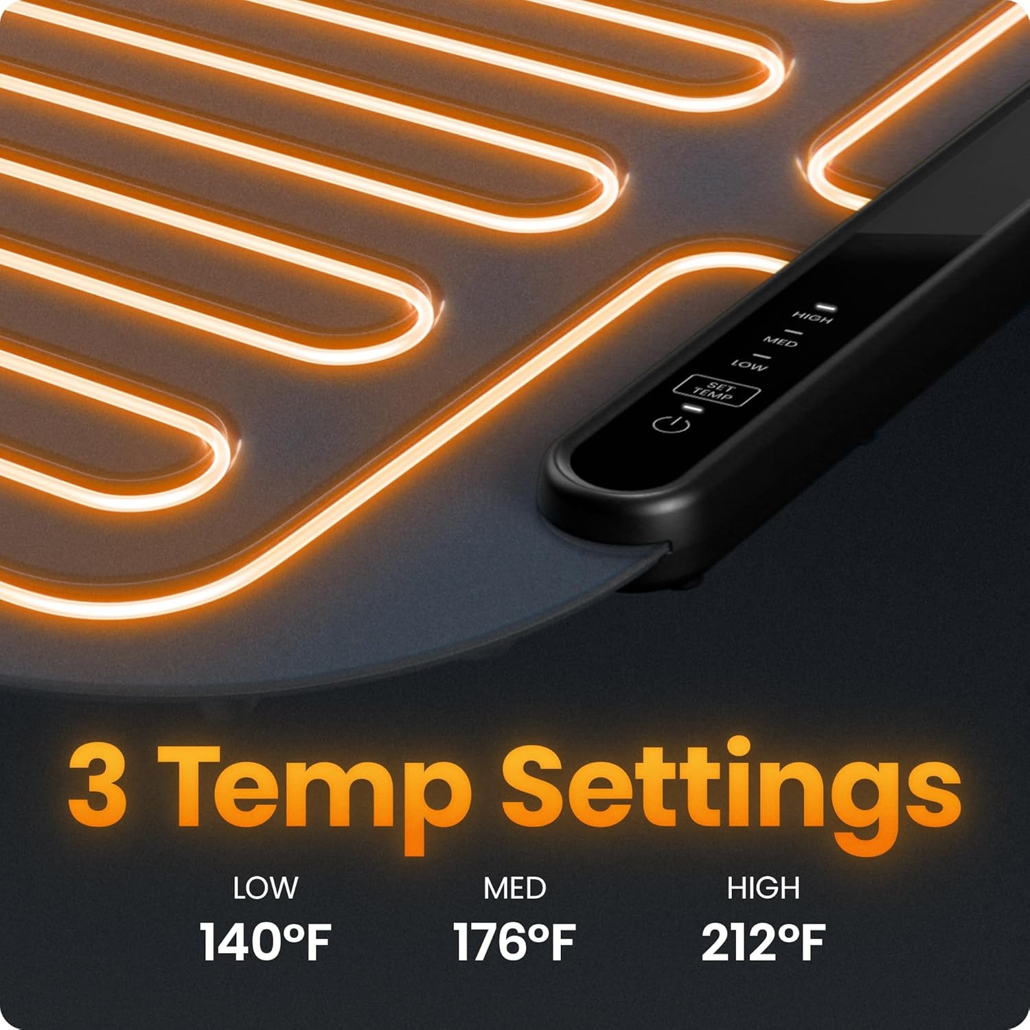 image:imageChefman Long Electric Warming Plate Heating Element Prep Food for Parties Stainless Steel Frame amp Tempered Glass Surface Buffet at Home for Trays amp Dishes CoolTouch Handles BlackRollup