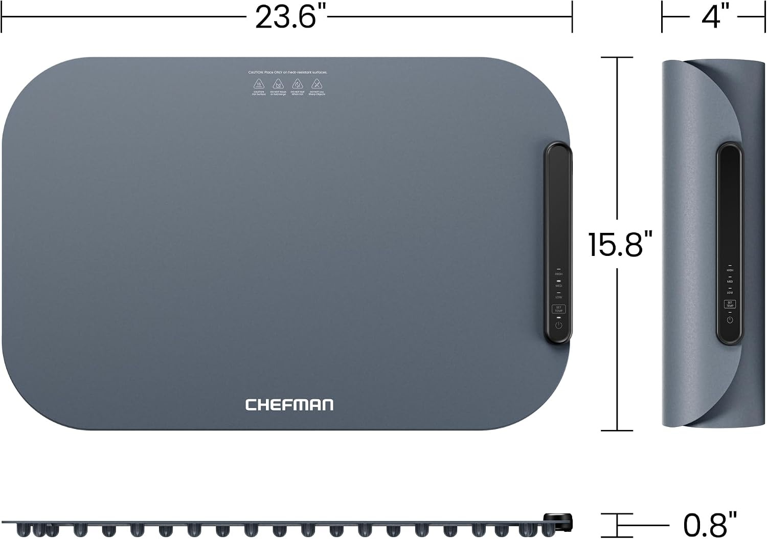 image:imageChefman Long Electric Warming Plate Heating Element Prep Food for Parties Stainless Steel Frame amp Tempered Glass Surface Buffet at Home for Trays amp Dishes CoolTouch Handles BlackRollup
