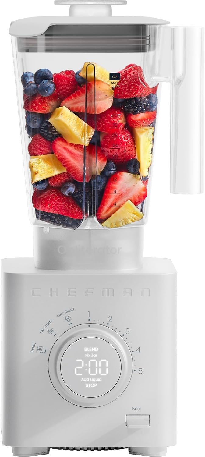 image:imageChefman Obliterator 48 oz Countertop Blender for Smoothies 1380W Motor to Crush Ice Nuts and Frozen Fruit with Stainless Steel Blade Auto Blend Function Includes 20 oz Travel JarConcrete
