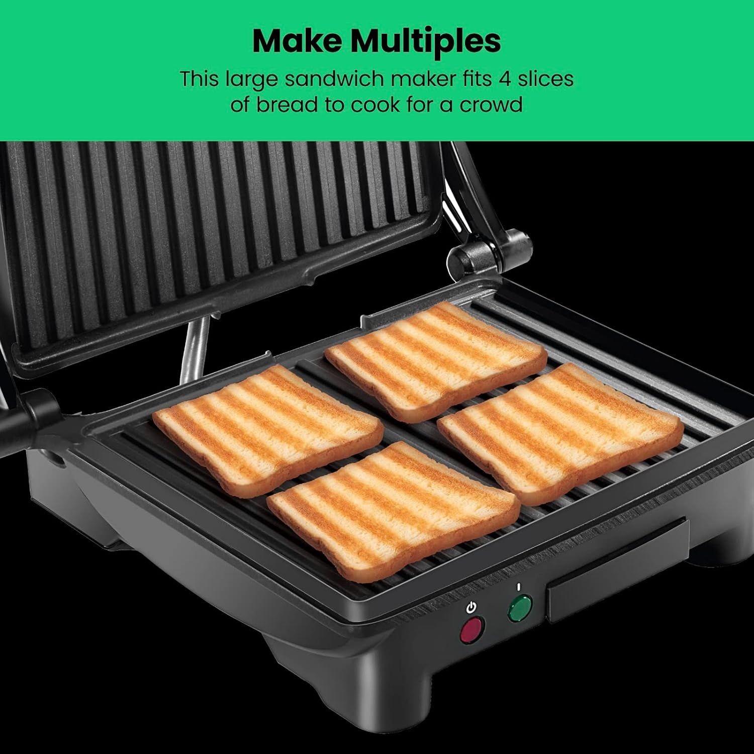 image:imageChefman Panini Press Grill and Gourmet Sandwich Maker NonStick Coated Plates Opens 180 Degrees to Fit Any Type or Size of Food Stainless Steel Surface and Removable Drip Tray 4 Slice Black4 Slice  Standard Pack of 2