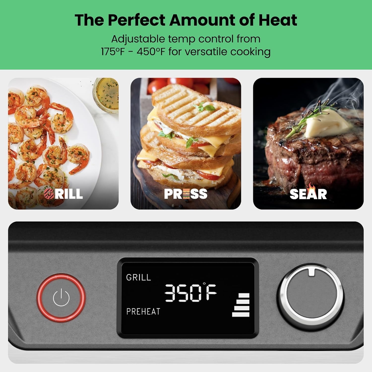 image:imageChefman Panini Press Grill and Gourmet Sandwich Maker NonStick Coated Plates Opens 180 Degrees to Fit Any Type or Size of Food Stainless Steel Surface and Removable Drip Tray 4 Slice Black4 Slice  Digital