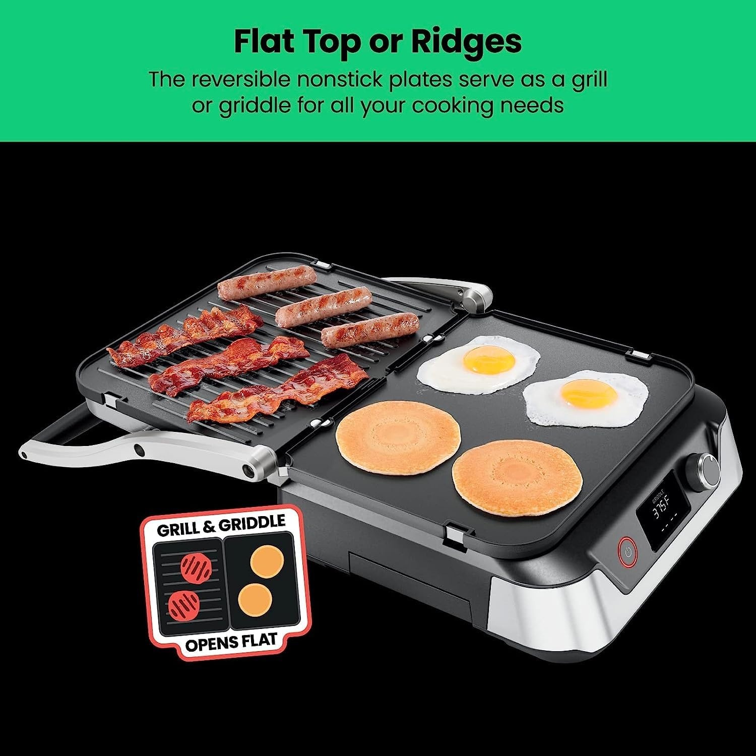 image:imageChefman Panini Press Grill and Gourmet Sandwich Maker NonStick Coated Plates Opens 180 Degrees to Fit Any Type or Size of Food Stainless Steel Surface and Removable Drip Tray 4 Slice Black4 Slice  Digital