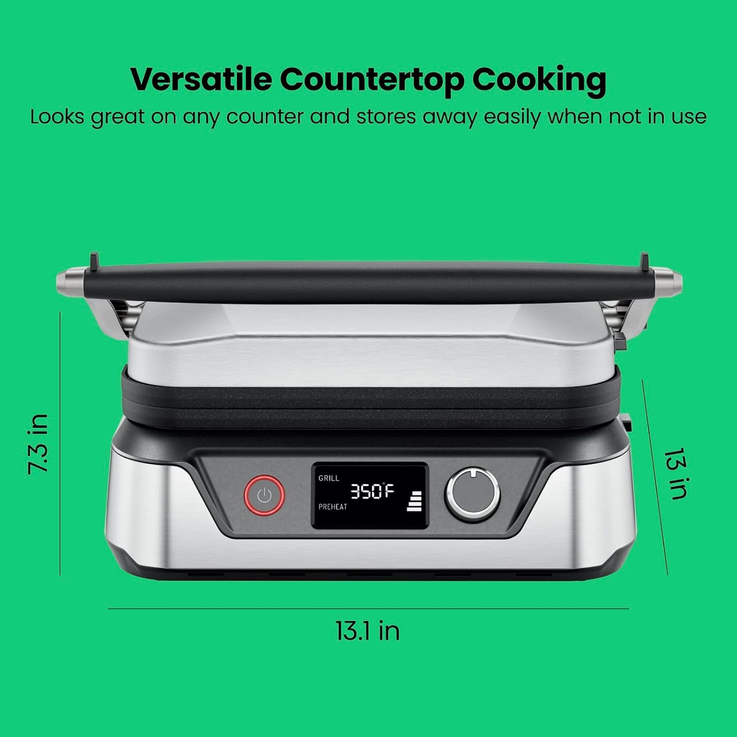 image:imageChefman Panini Press Grill and Gourmet Sandwich Maker NonStick Coated Plates Opens 180 Degrees to Fit Any Type or Size of Food Stainless Steel Surface and Removable Drip Tray 4 Slice Black4 Slice  Digital