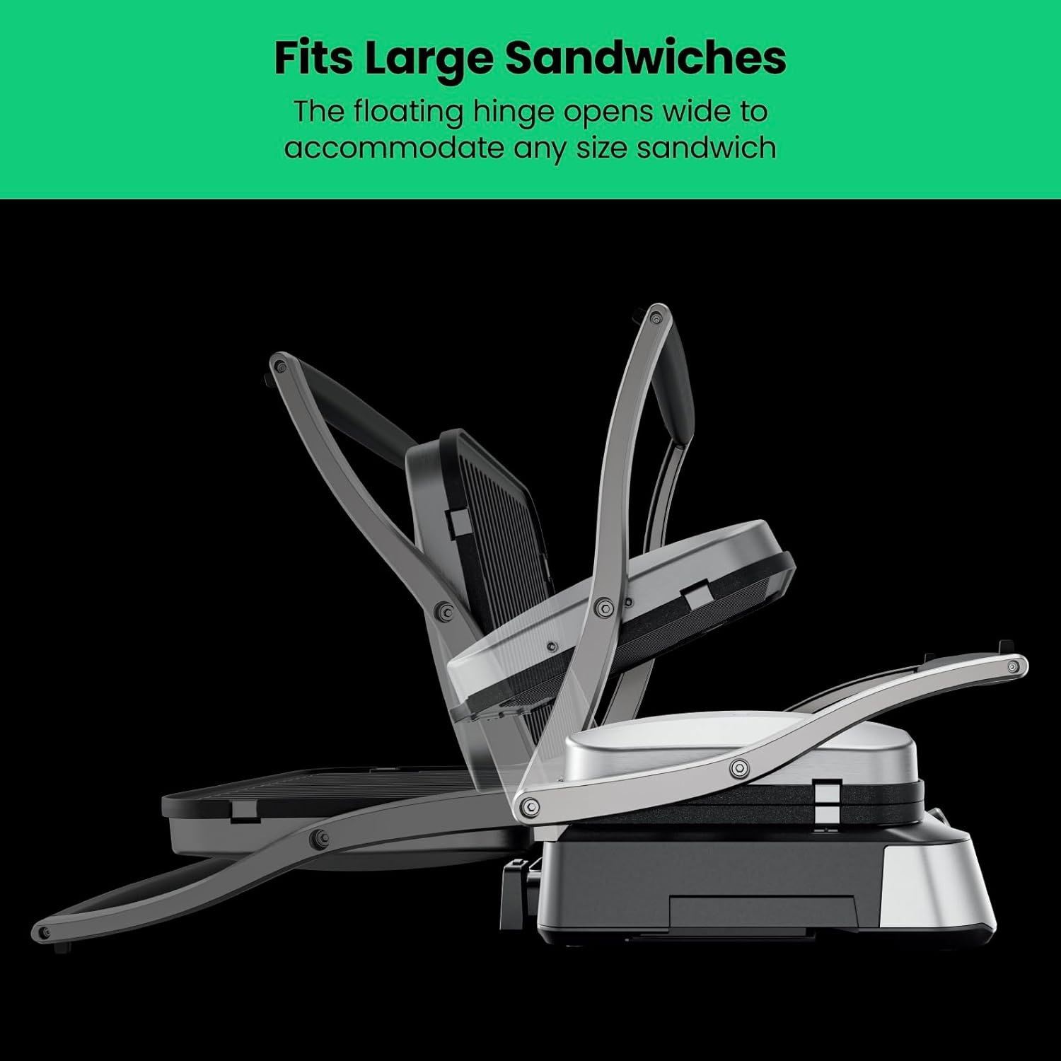 image:imageChefman Panini Press Grill and Gourmet Sandwich Maker NonStick Coated Plates Opens 180 Degrees to Fit Any Type or Size of Food Stainless Steel Surface and Removable Drip Tray 4 Slice Black4 Slice  Digital
