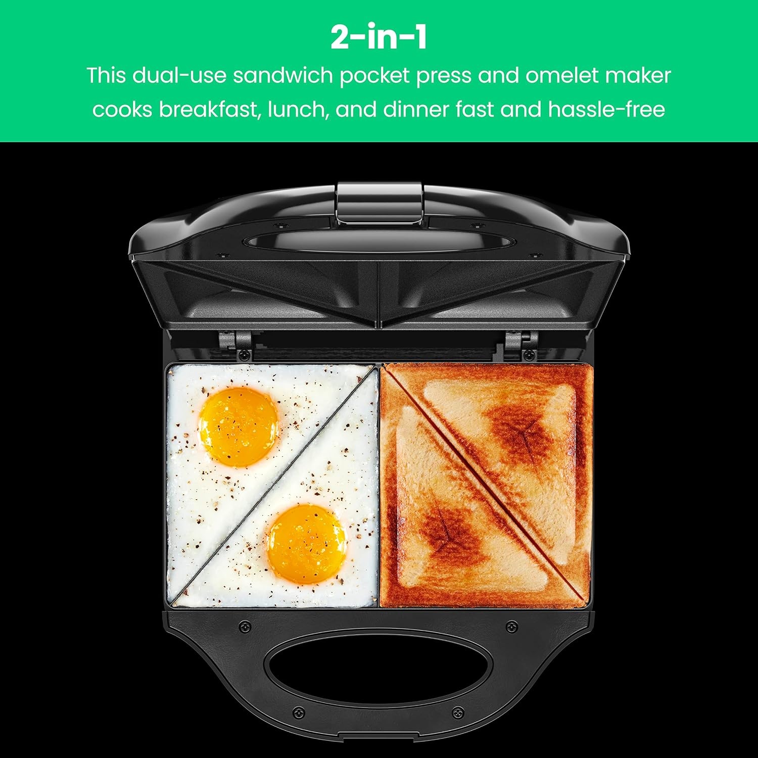 image:imageChefman Portable Sandwich Maker Compact Nonstick Electric Omelet Maker Panini Press Pocket Sandwich Press and Quesadilla Maker with Indicator Lights Locking Lid and Cord StorageSandwich
