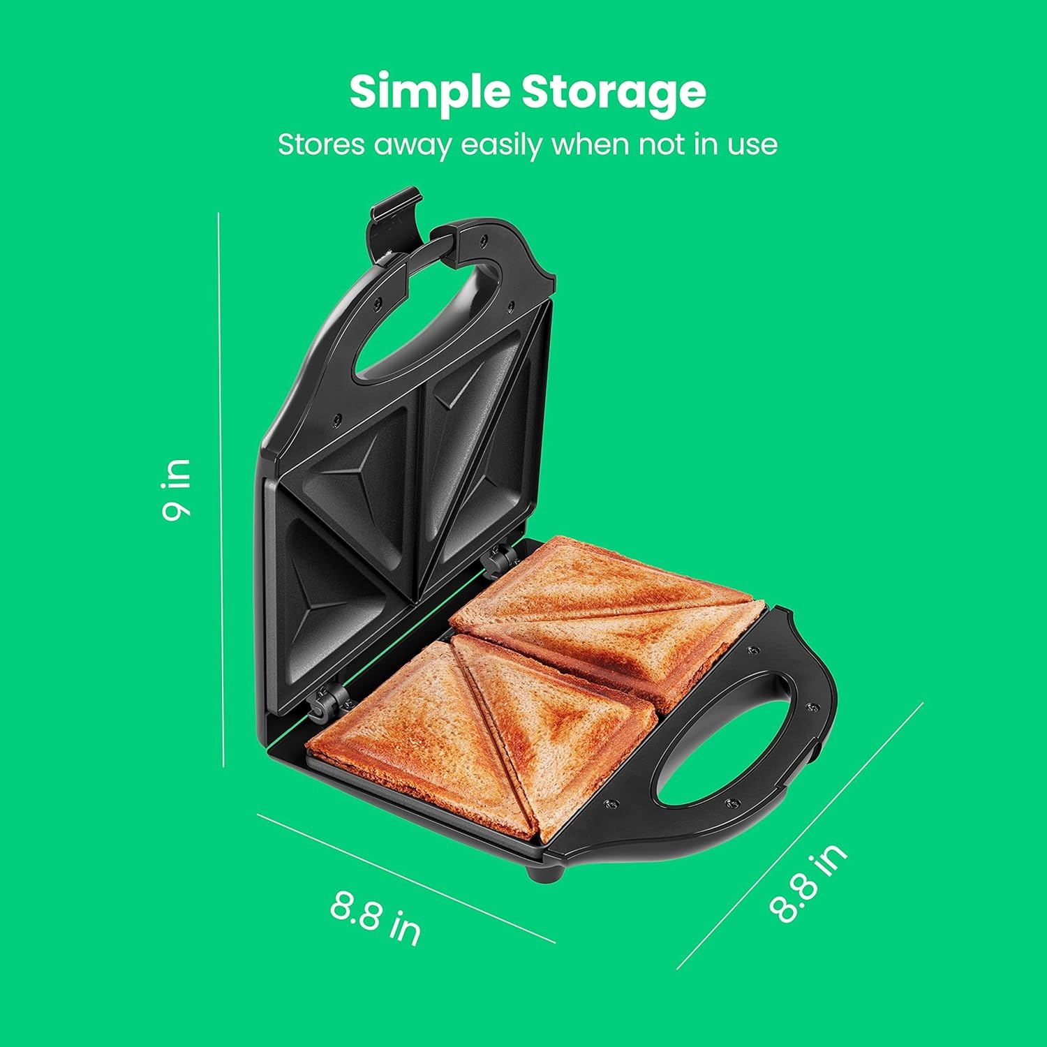 image:imageChefman Portable Sandwich Maker Compact Nonstick Electric Omelet Maker Panini Press Pocket Sandwich Press and Quesadilla Maker with Indicator Lights Locking Lid and Cord StorageSandwich