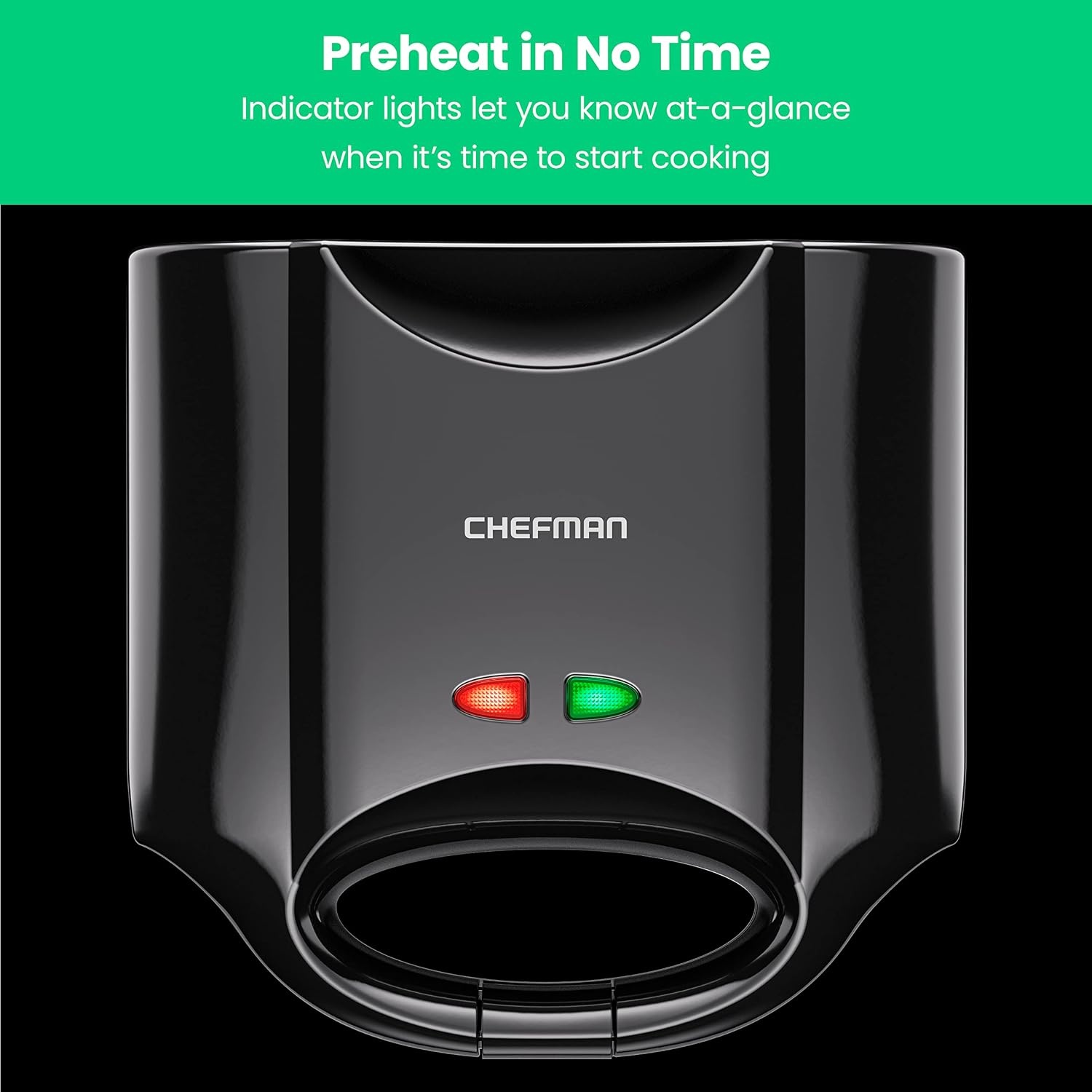 image:imageChefman Portable Sandwich Maker Compact Nonstick Electric Omelet Maker Panini Press Pocket Sandwich Press and Quesadilla Maker with Indicator Lights Locking Lid and Cord StorageBlack