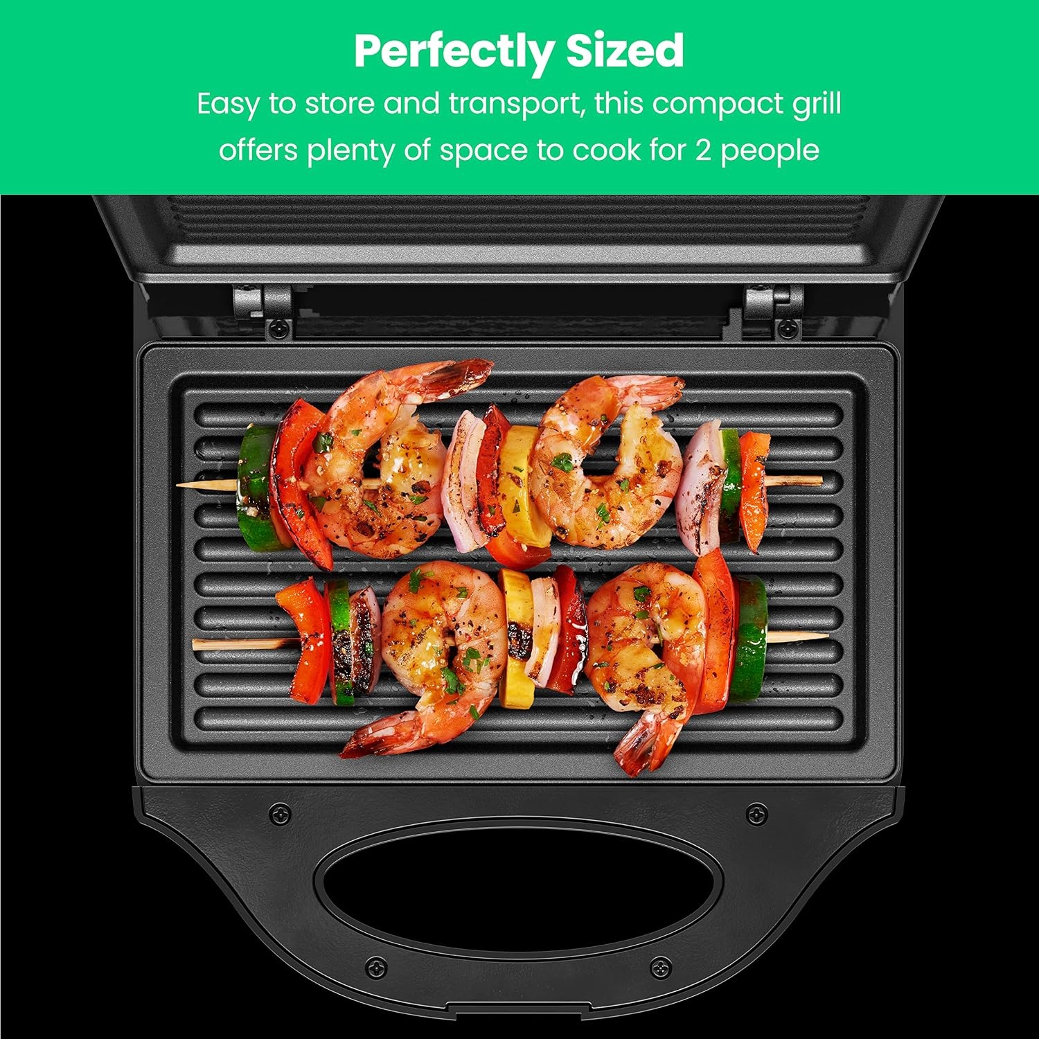 image:imageChefman Portable Sandwich Maker Compact Nonstick Electric Omelet Maker Panini Press Pocket Sandwich Press and Quesadilla Maker with Indicator Lights Locking Lid and Cord StorageBlack