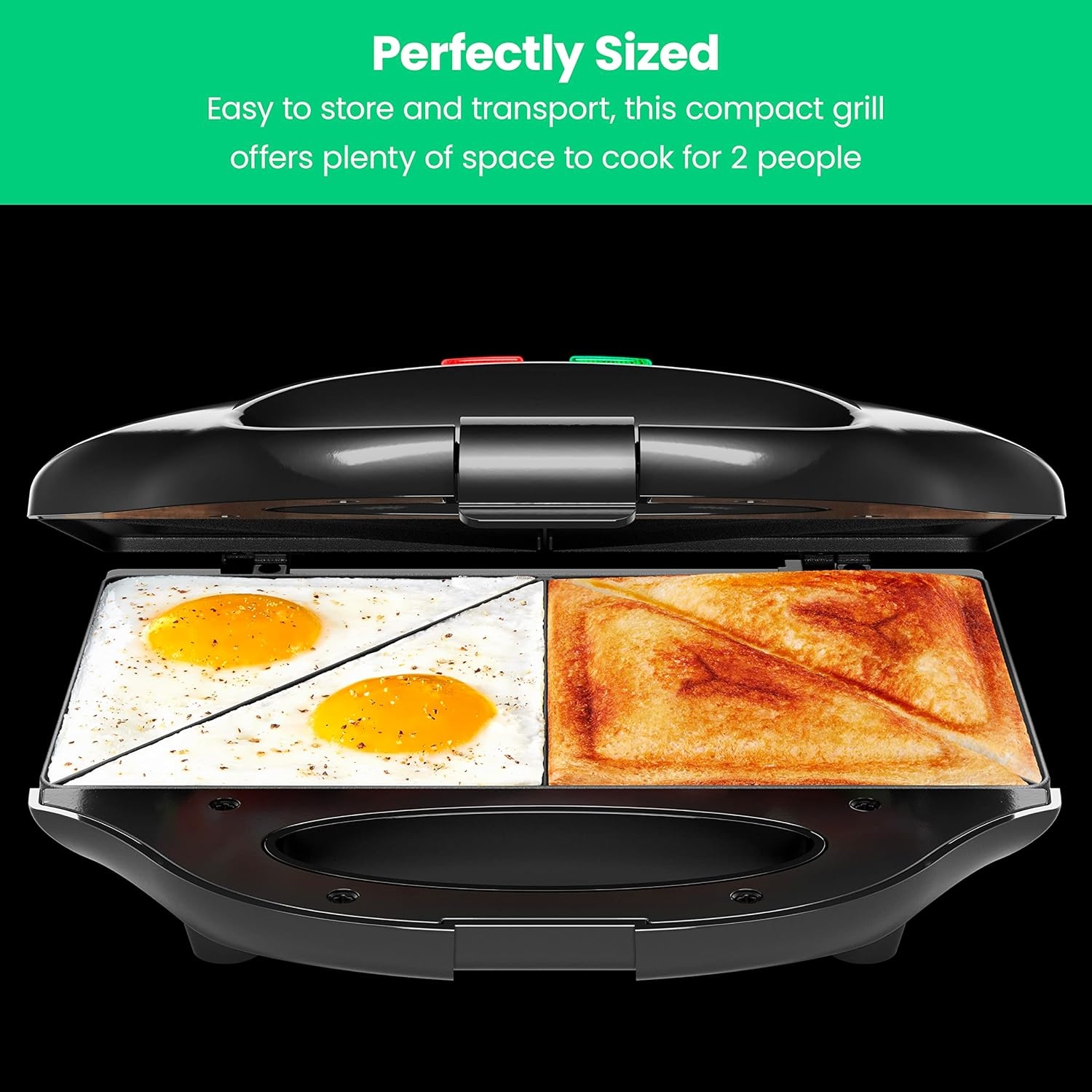 image:imageChefman Portable Sandwich Maker Compact Nonstick Electric Omelet Maker Panini Press Pocket Sandwich Press and Quesadilla Maker with Indicator Lights Locking Lid and Cord StorageSandwich