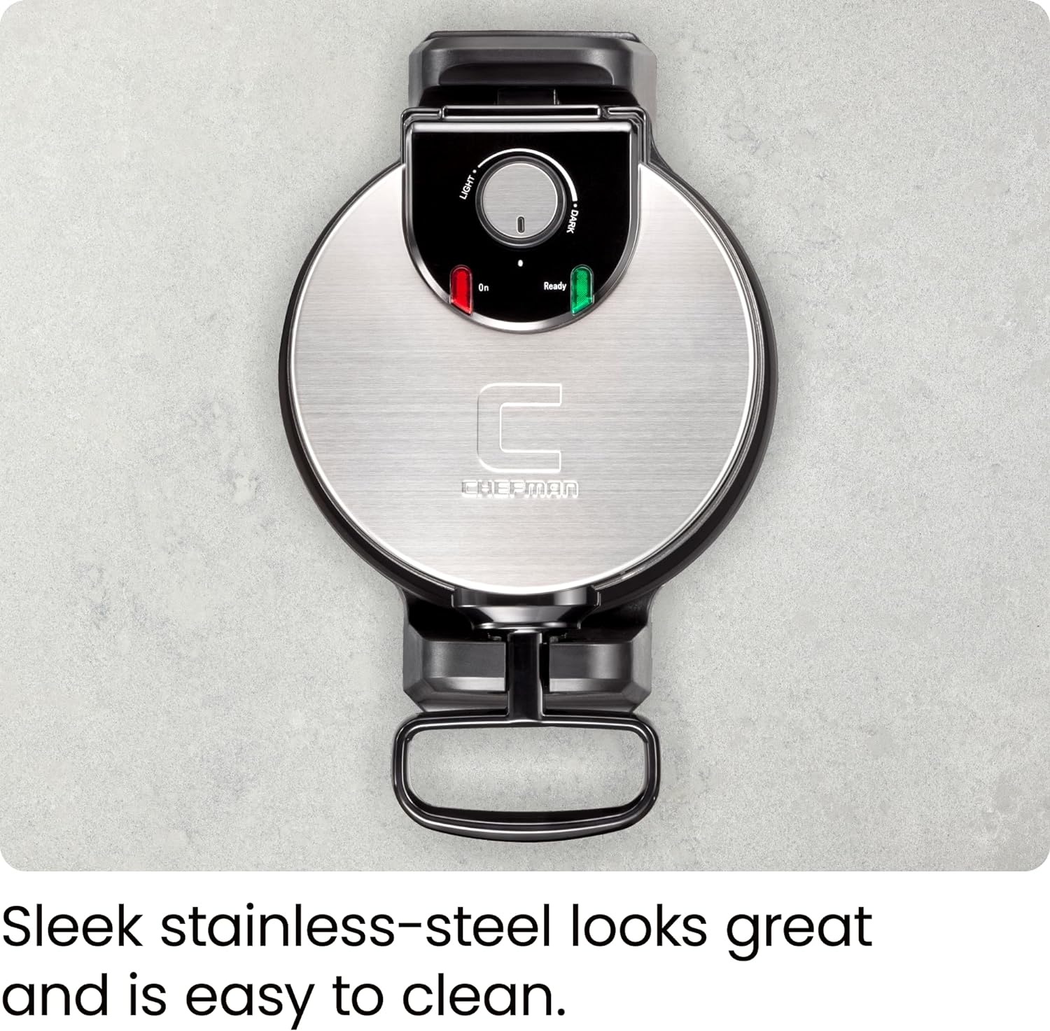 image:imageChefman Rotating Belgian Waffle Maker 180 Flip Iron w NonStick Plates Adjustable Timer Locking Lid amp Drip Plate Space Saving Storage MessFree Breakfast Stainless SteelBlack
