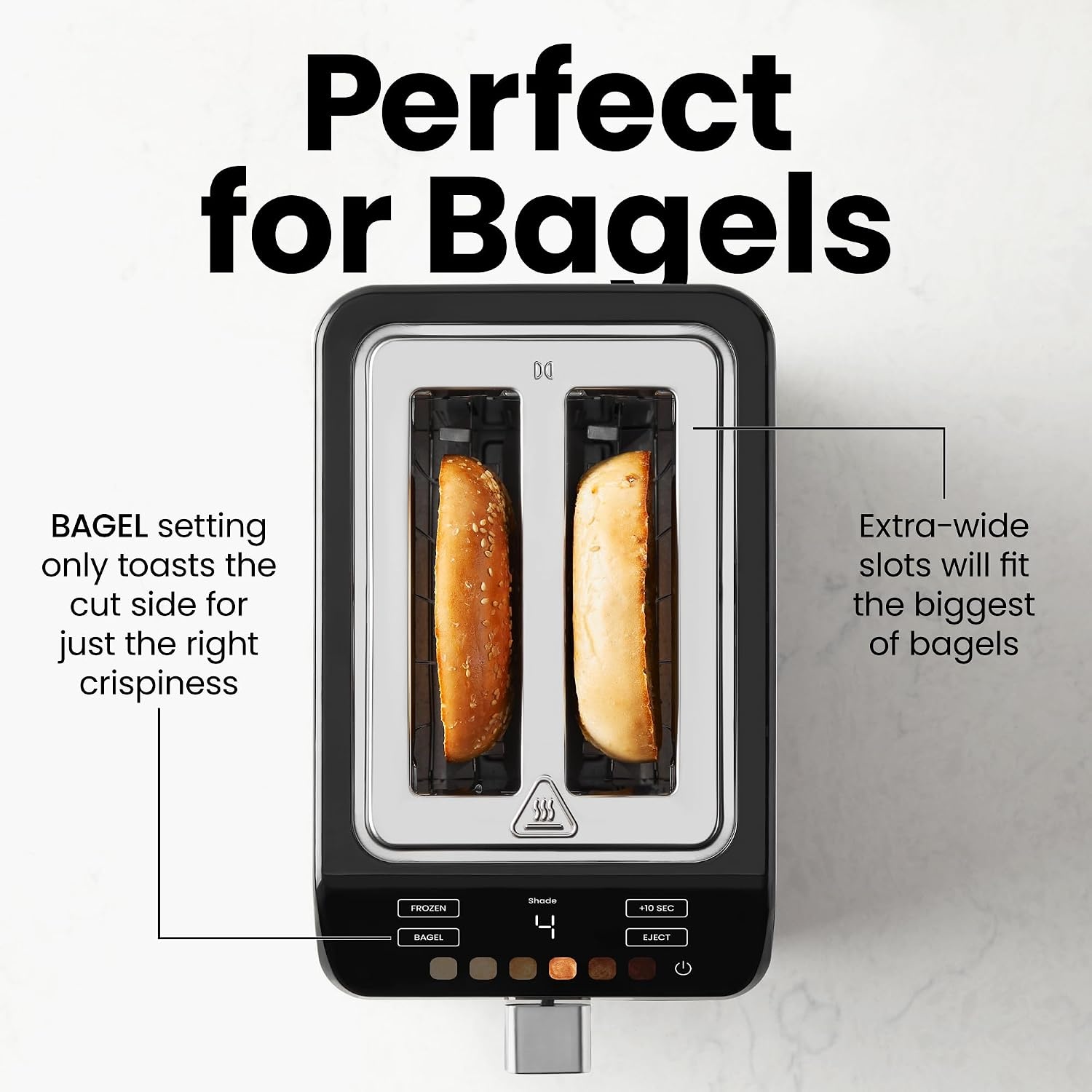 image:imageChefman Smart Touch 4 Slice Digital Toaster 6 Shade Settings Touchscreen Bagel Toaster 4 Slice with ExtraWide Slots 10 Seconds Defrost Removable Crumb Tray Stainless SteelStainless Steel