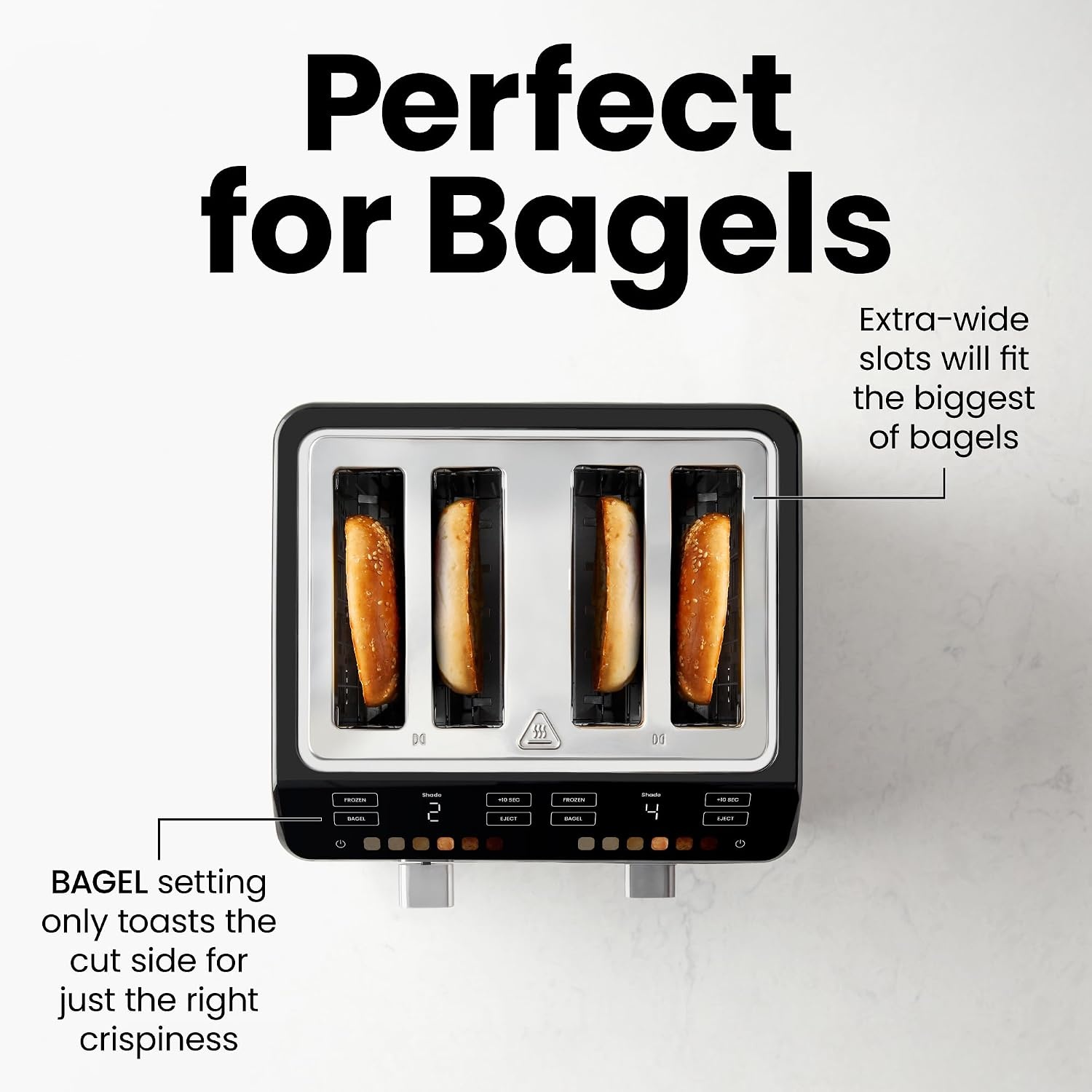 image:imageChefman Smart Touch 4 Slice Digital Toaster 6 Shade Settings Touchscreen Bagel Toaster 4 Slice with ExtraWide Slots 10 Seconds Defrost Removable Crumb Tray Stainless SteelStainless Steel