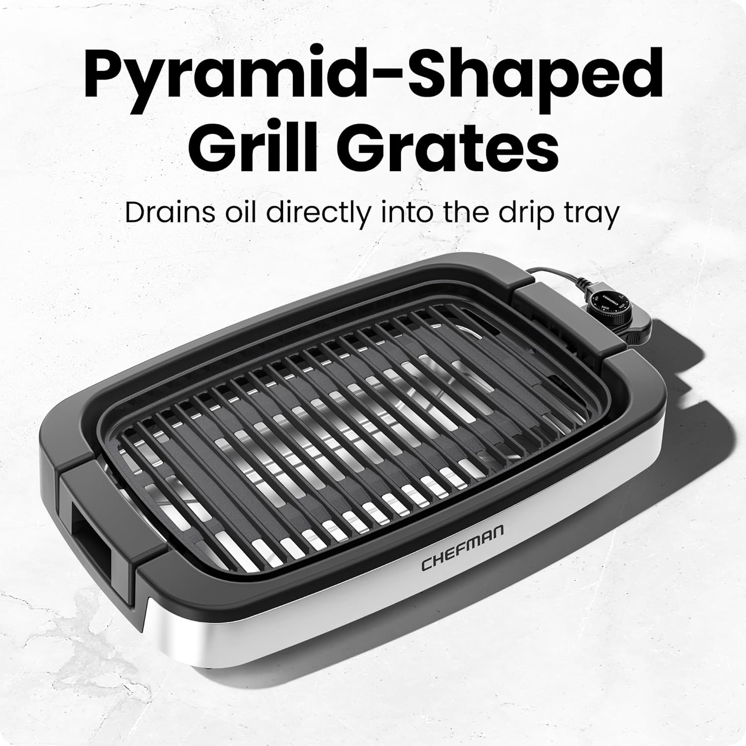 image:imageChefman Smokeless Indoor Electric Grill Extra Large Grilling Surface Nonstick Table Top Grill for Indoor Grilling and BBQ with Adjustable Temperature Control Drip Tray DishwasherSafe Parts