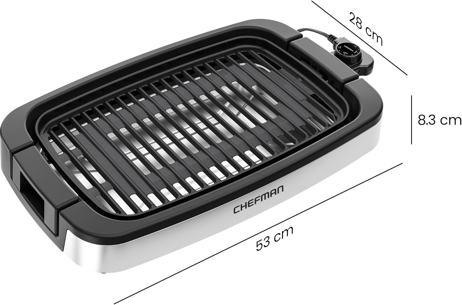 image:imageChefman Smokeless Indoor Electric Grill Extra Large Grilling Surface Nonstick Table Top Grill for Indoor Grilling and BBQ with Adjustable Temperature Control Drip Tray DishwasherSafe Parts