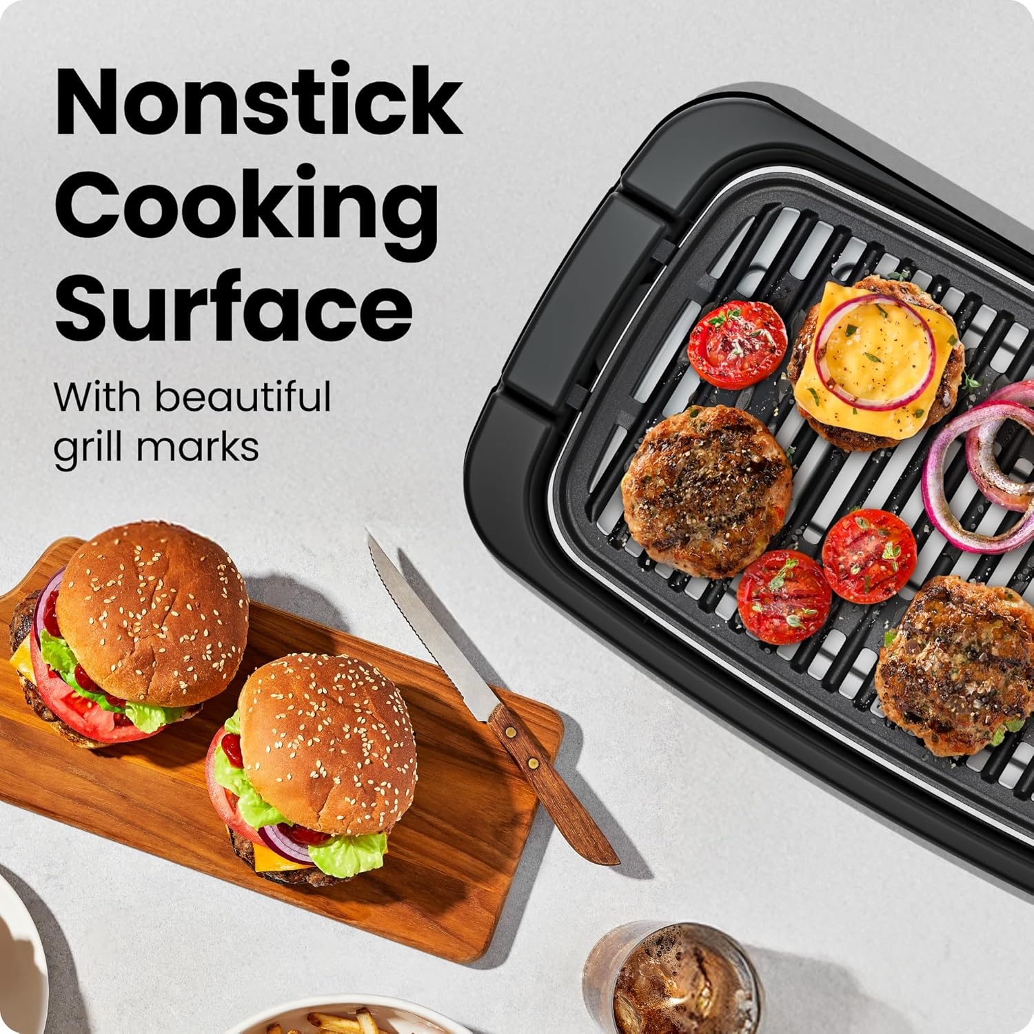 image:imageChefman Smokeless Indoor Electric Grill Extra Large Grilling Surface Nonstick Table Top Grill for Indoor Grilling and BBQ with Adjustable Temperature Control Drip Tray DishwasherSafe Parts