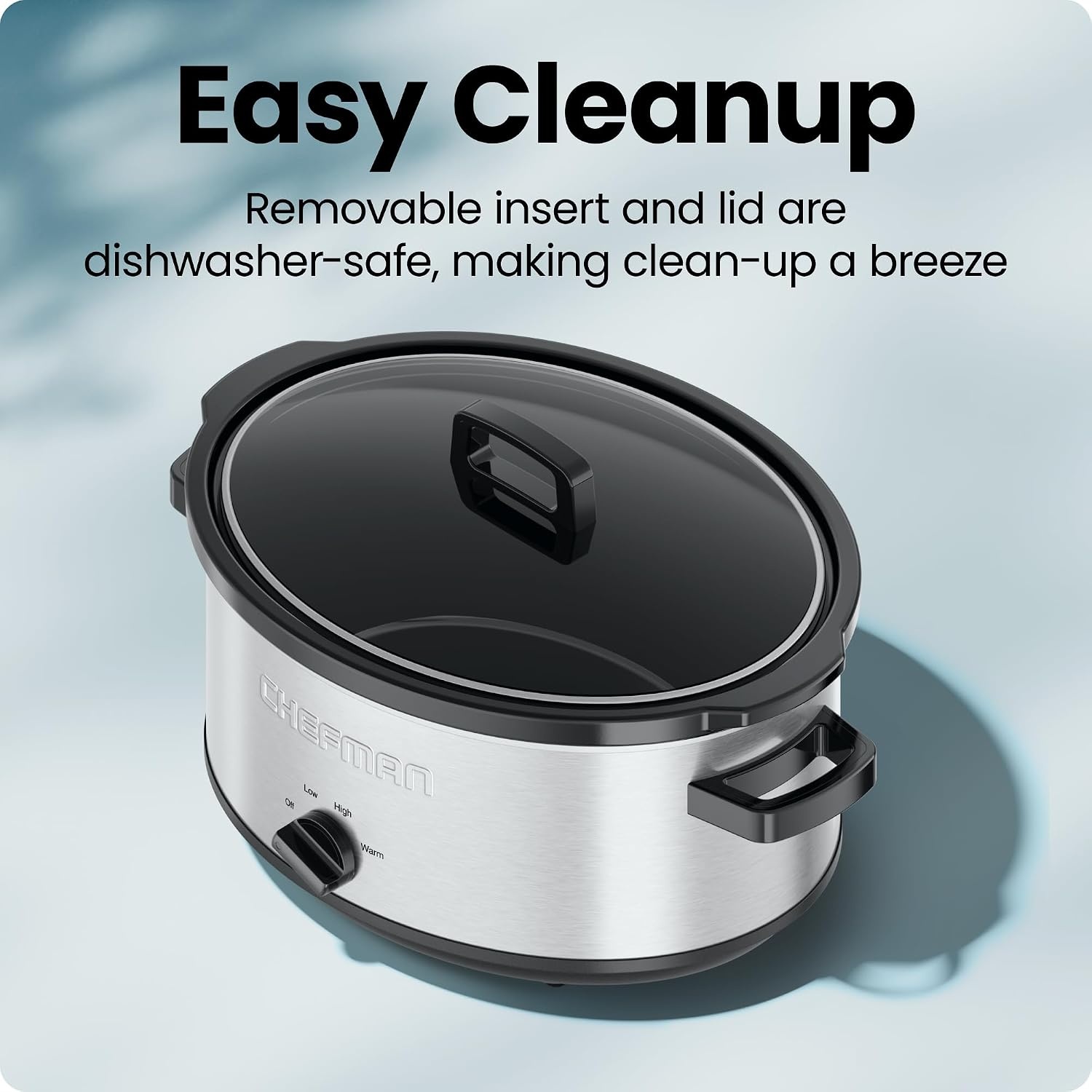 image:imageChefman Triple Slow Cooker amp Food Warmer Three Crock Slowcooker with 25 Qt Ceramic Crocks 75Quart Total Capacity PFASFree Three Temperature Settings DishwasherSafe Parts Stainless Steel7 Quarts