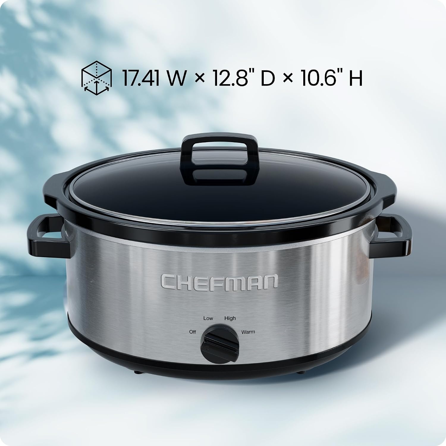 image:imageChefman Triple Slow Cooker amp Food Warmer Three Crock Slowcooker with 25 Qt Ceramic Crocks 75Quart Total Capacity PFASFree Three Temperature Settings DishwasherSafe Parts Stainless Steel7 Quarts