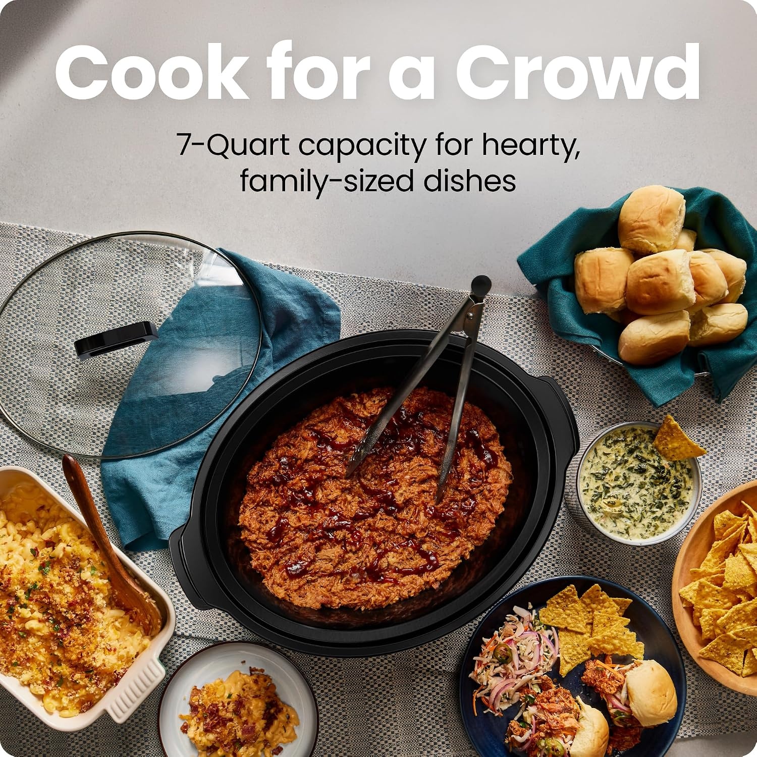 image:imageChefman Triple Slow Cooker amp Food Warmer Three Crock Slowcooker with 25 Qt Ceramic Crocks 75Quart Total Capacity PFASFree Three Temperature Settings DishwasherSafe Parts Stainless Steel7 Quarts