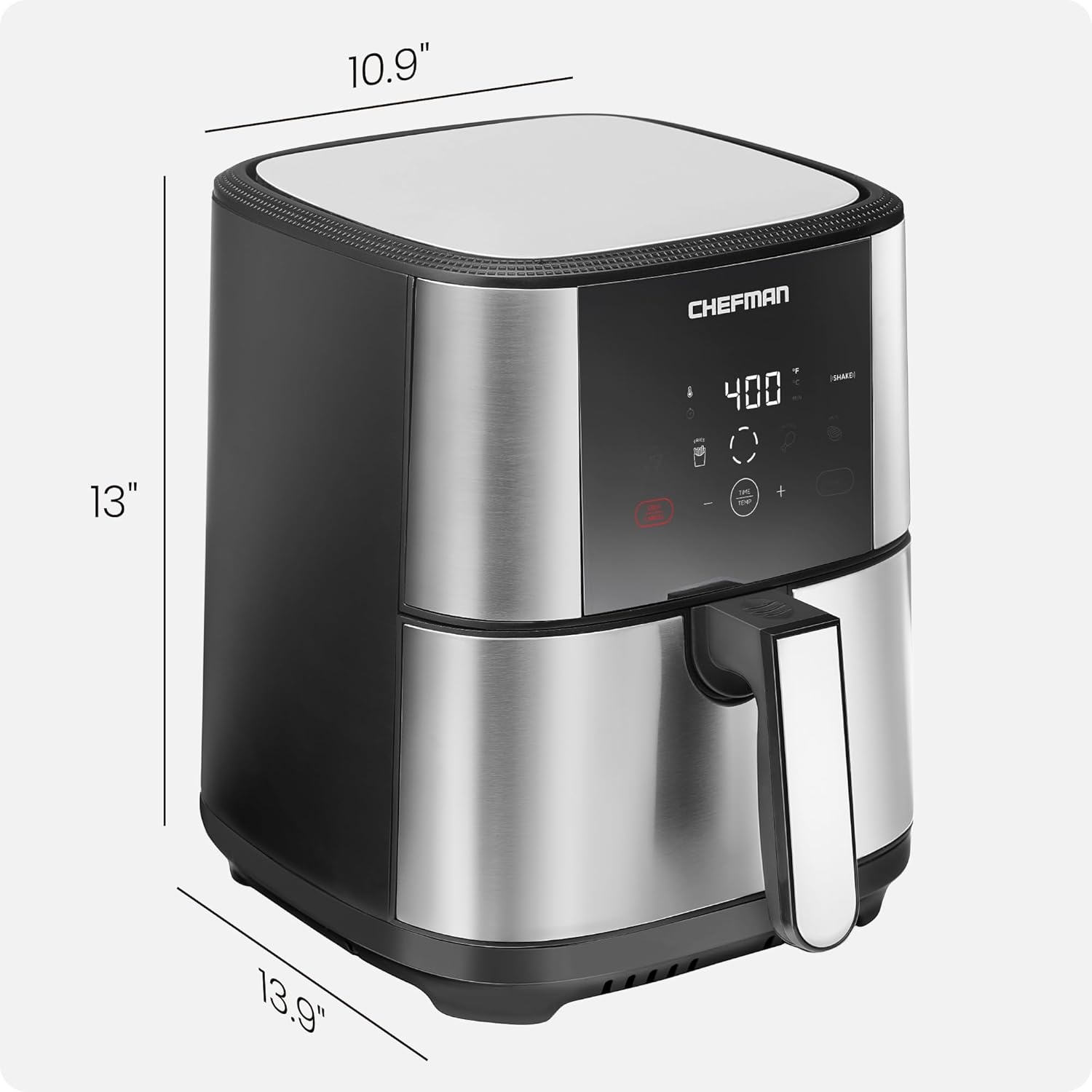 image:imageChefman TurboFry Touch Air Fryer Large 5Quart Family Size One Touch Digital Control Presets French Fries Chicken Meat Fish Nonstick DishwasherSafe Parts Automatic Shutoff Stainless Steel