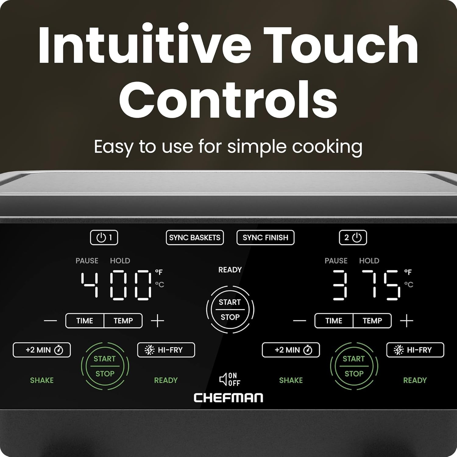 image:imageChefman TurboFry Touch Dual Air Fryer Maximize The Healthiest Meals With Double Basket Capacity OneTouch Digital Controls And Shake Reminder For The Perfect Crispy And LowCalorie Finish6 Quart Window