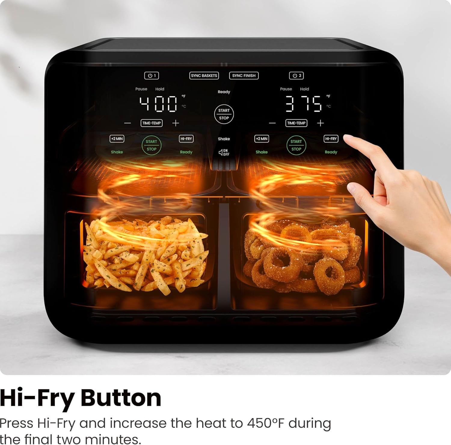image:imageChefman TurboFry Touch Dual Air Fryer Maximize The Healthiest Meals With Double Basket Capacity OneTouch Digital Controls And Shake Reminder For The Perfect Crispy And LowCalorie Finish6 Quart No Window