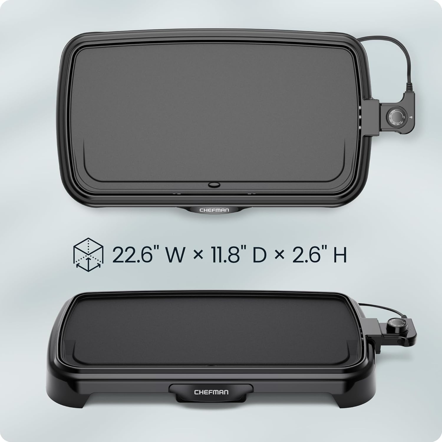 image:imageChefman XL Electric Griddle with Removable Temperature Control Immersible Flat Top Grill Burger Eggs Pancake Griddle Nonstick Extra Large Cooking Surface Slide Out Drip Tray 10 x 20 Inch10 x 20