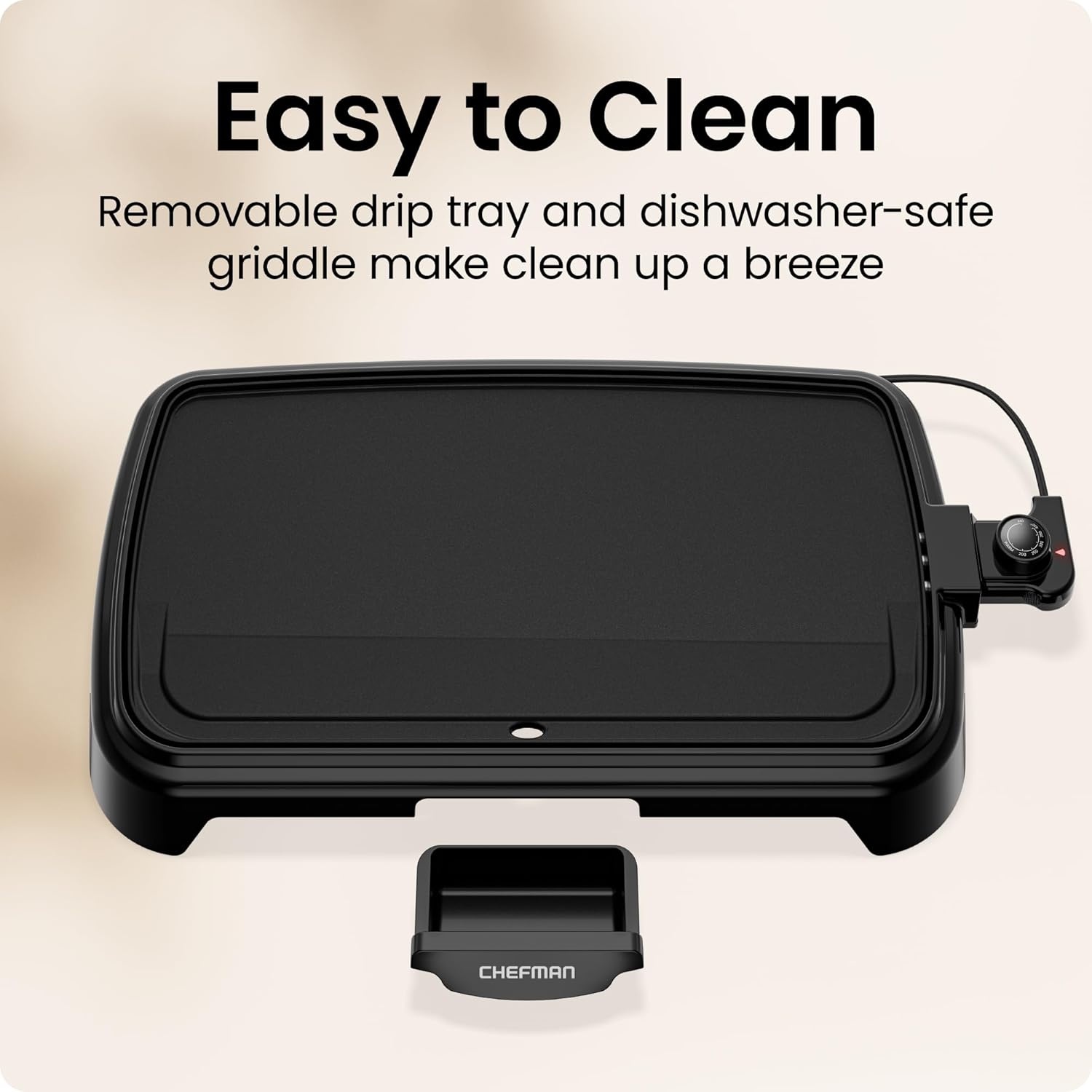image:imageChefman XL Electric Griddle with Removable Temperature Control Immersible Flat Top Grill Burger Eggs Pancake Griddle Nonstick Extra Large Cooking Surface Slide Out Drip Tray 10 x 20 Inch10 x 20