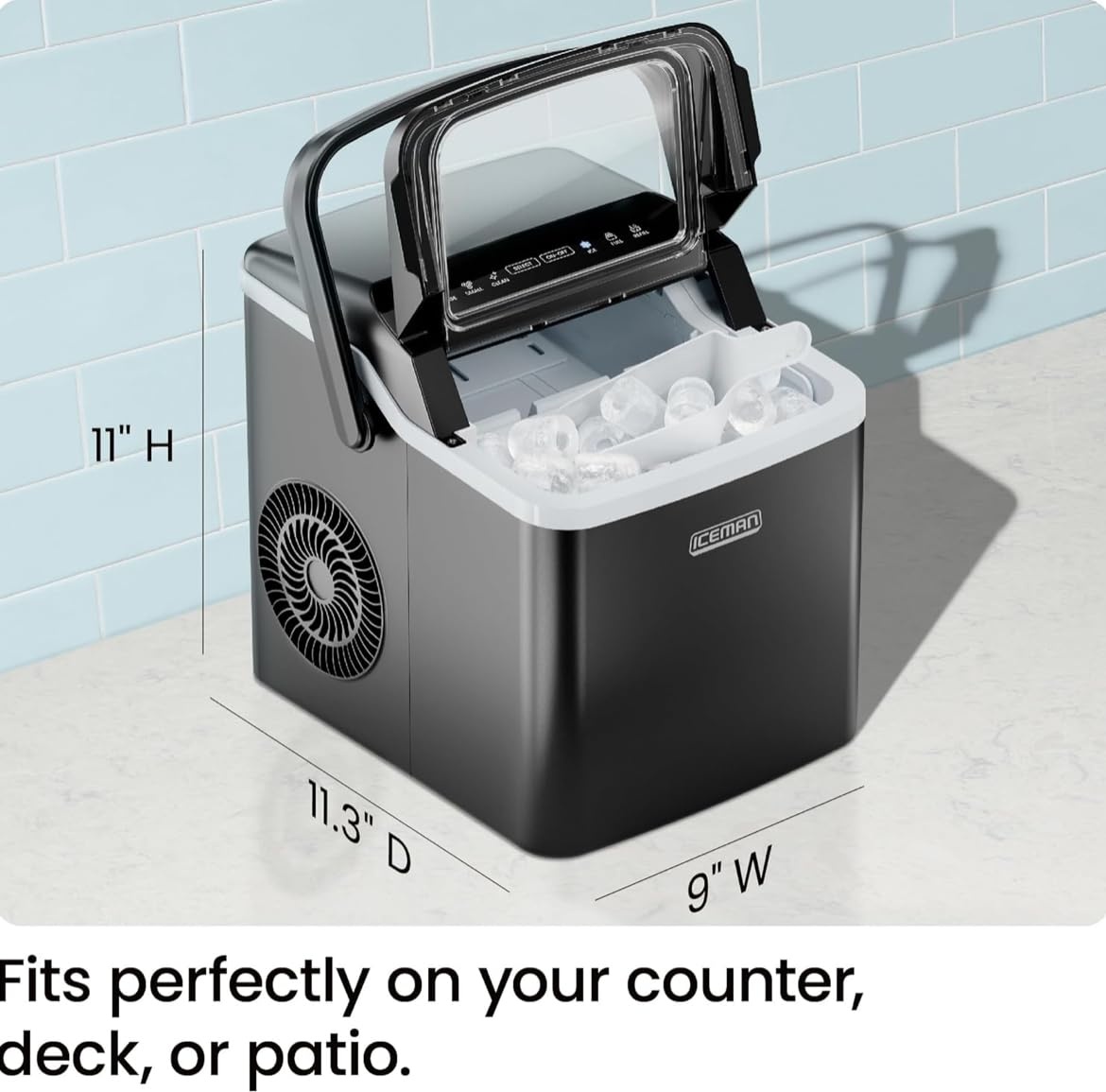 image:imageICEMAN DualSize Ice Maker Countertop Portable Ice Machine Large and Small Ice Machine Maker with Self Cleaning 9 Cubes in 7 Mins 22lbs24hrs for Home Kitchen Office Party Ice Scoop IncludedBlack