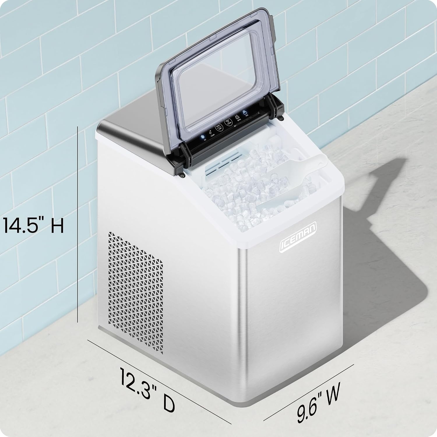 image:imageICEMAN DualSize Ice Maker Countertop Portable Ice Machine Large and Small Ice Machine Maker with Self Cleaning 9 Cubes in 7 Mins 22lbs24hrs for Home Kitchen Office Party Ice Scoop IncludedStainless