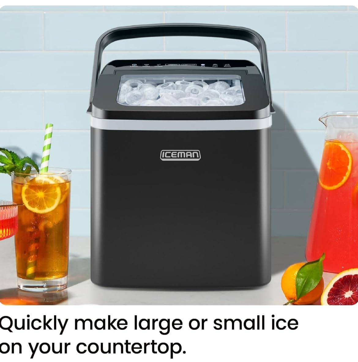 image:imageICEMAN DualSize Ice Maker Countertop Portable Ice Machine Large and Small Ice Machine Maker with Self Cleaning 9 Cubes in 7 Mins 22lbs24hrs for Home Kitchen Office Party Ice Scoop IncludedBlack