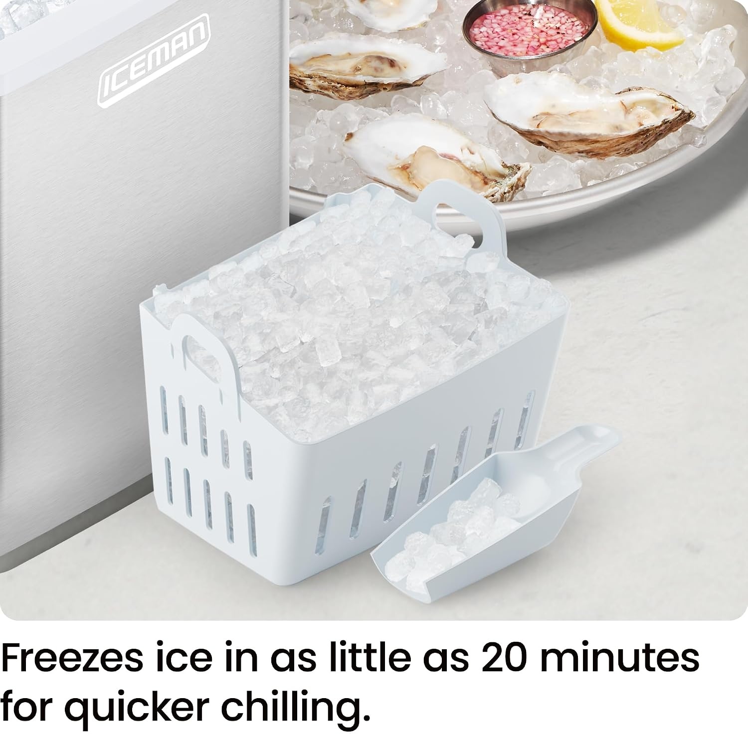 image:imageICEMAN DualSize Ice Maker Countertop Portable Ice Machine Large and Small Ice Machine Maker with Self Cleaning 9 Cubes in 7 Mins 22lbs24hrs for Home Kitchen Office Party Ice Scoop IncludedStainless