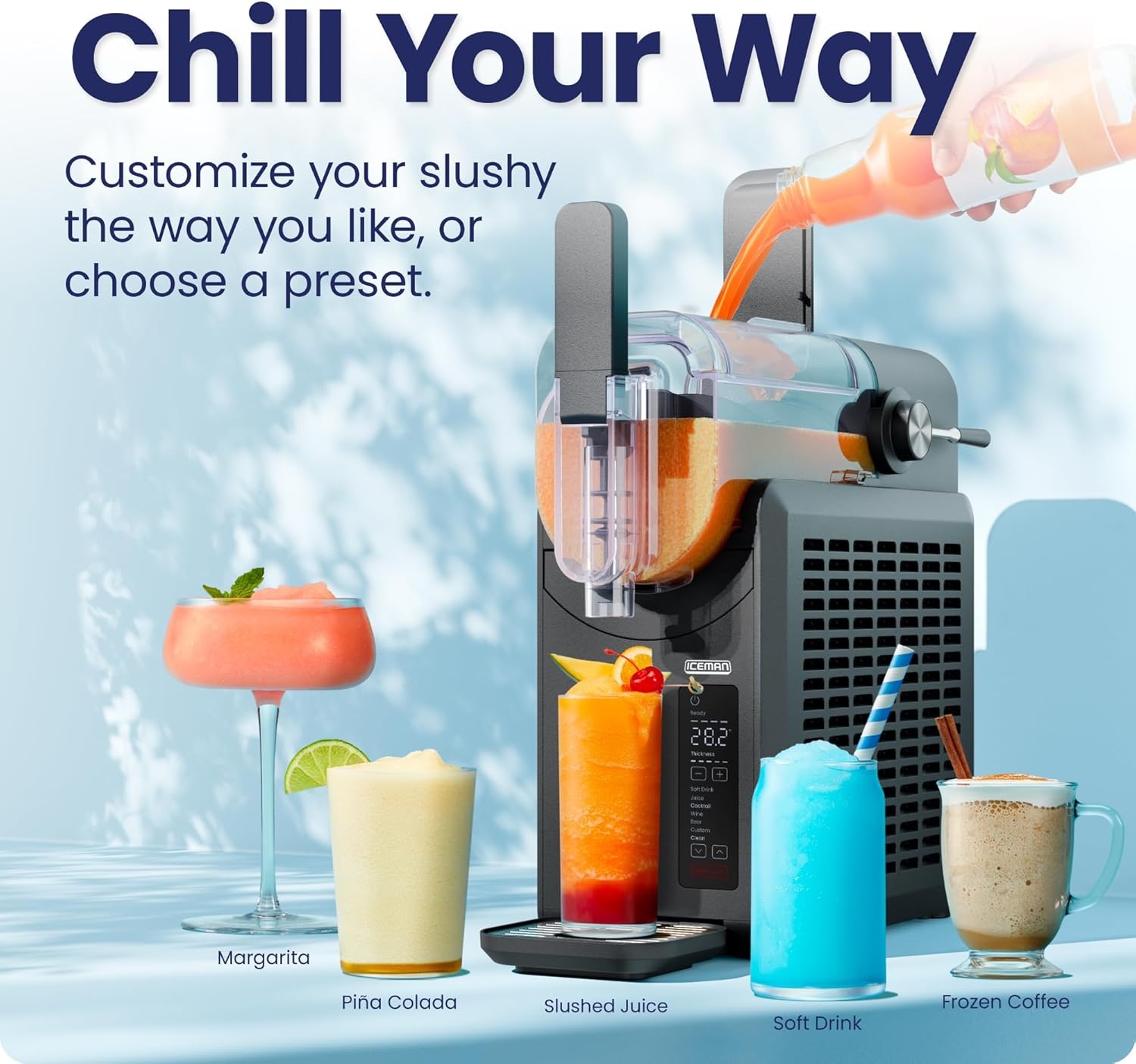 image:imageIceman by Chefman SlushEase 68oz Slushie Machine 48oz Liquid Capacity Frozen Drink Maker amp Slushy Machine with 5 Presets and LED Display Perfect for Frozen Margaritas Frappes Smoothies amp Shakes68 oz