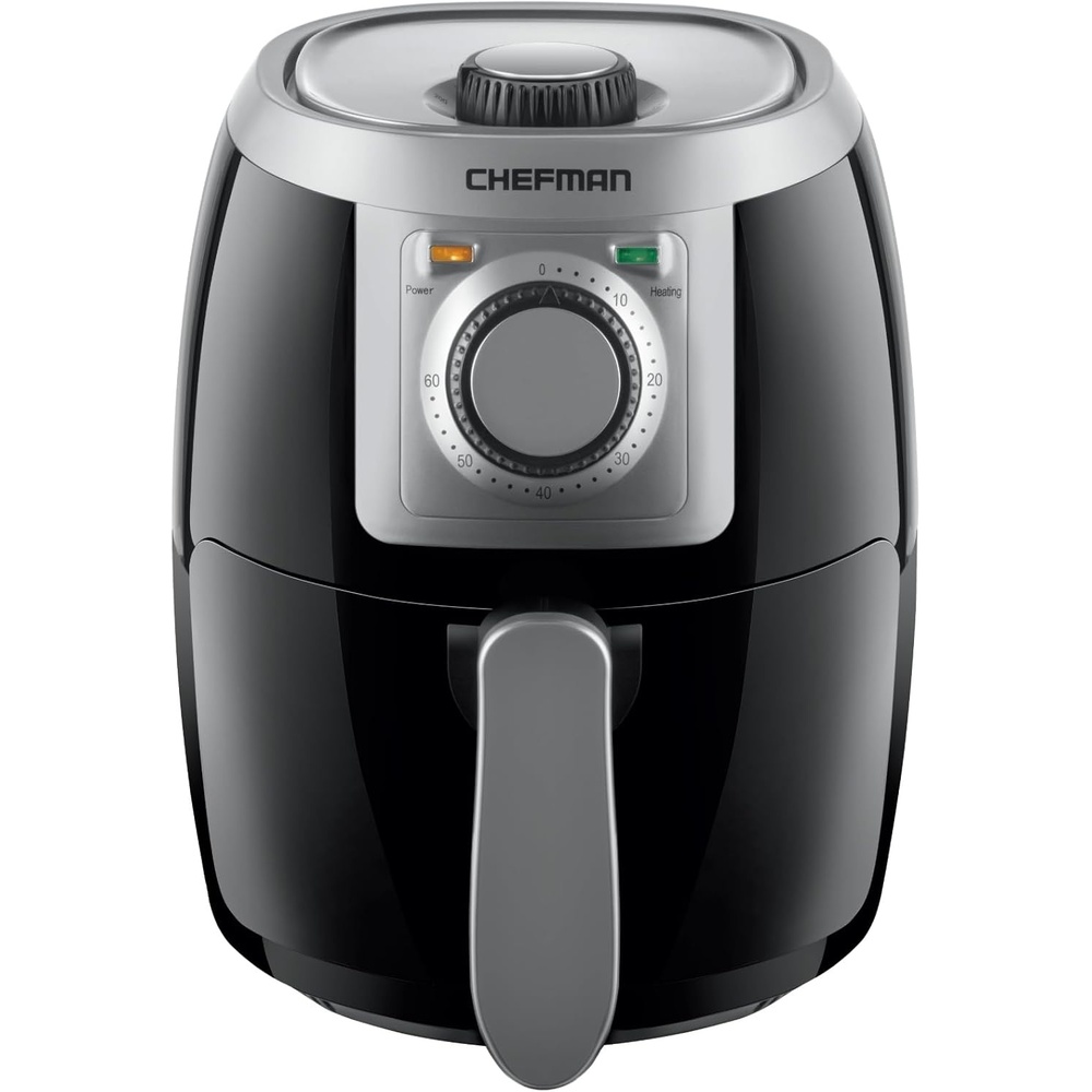 image:imageCHEFMAN 2 Qt Mini Air Fryer Digital SpaceSaving Compact Air Fryer with Nonstick and Dishwasher Safe Basket Quick amp Easy Meals in Minutes Features Digital Timer and Shake Reminder BlackSilver