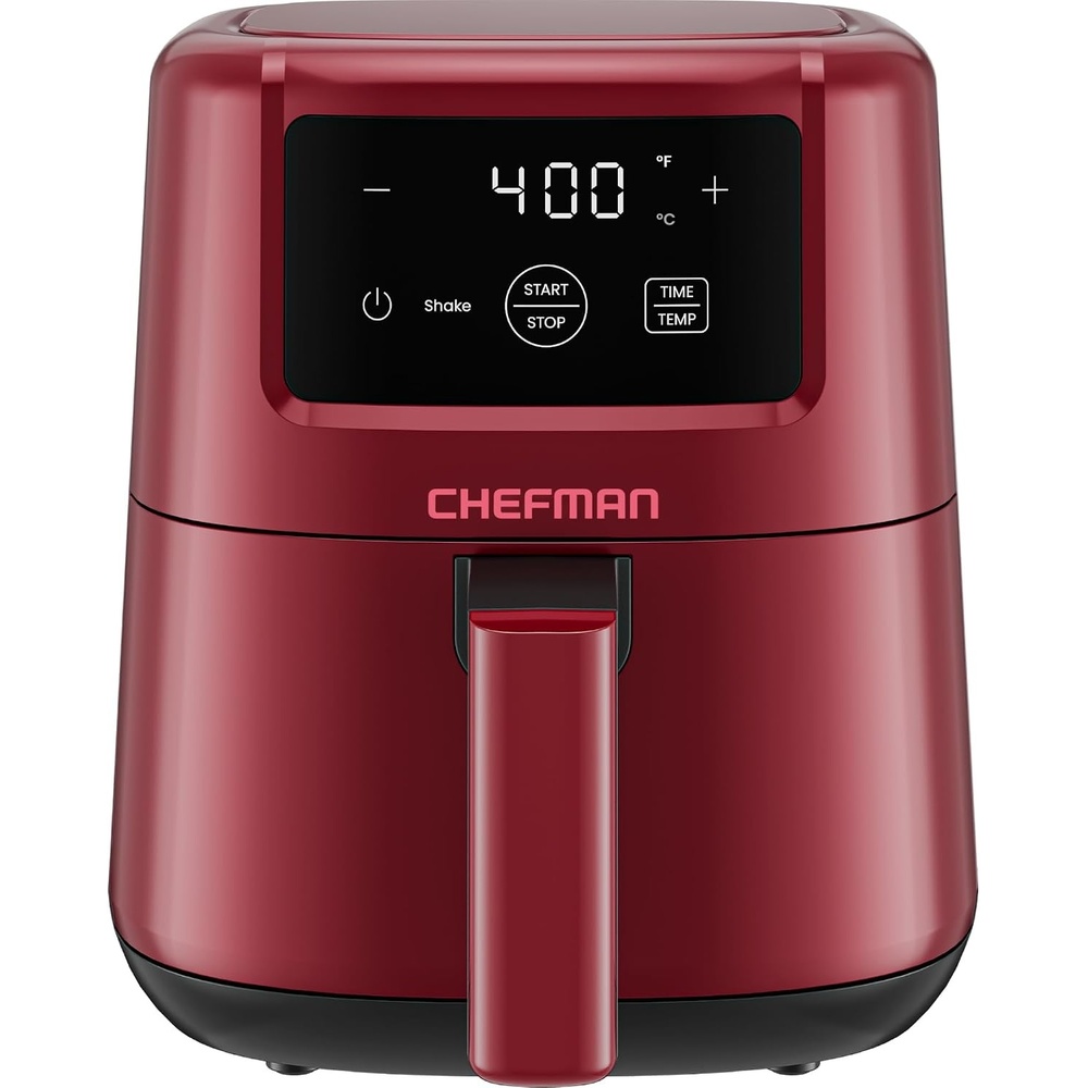 image:imageCHEFMAN 2 Qt Mini Air Fryer Digital SpaceSaving Compact Air Fryer with Nonstick and Dishwasher Safe Basket Quick amp Easy Meals in Minutes Features Digital Timer and Shake Reminder BlackRed