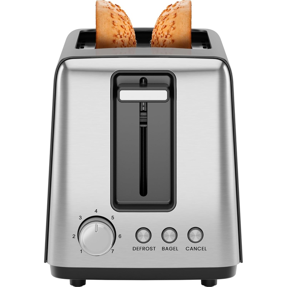 image:imageChefman 2 Slice Toaster 7 Shade Settings Removable Crumb Tray Thick Bread and Bagel Toaster with Defrost and Cancel Buttons BlackBasic New