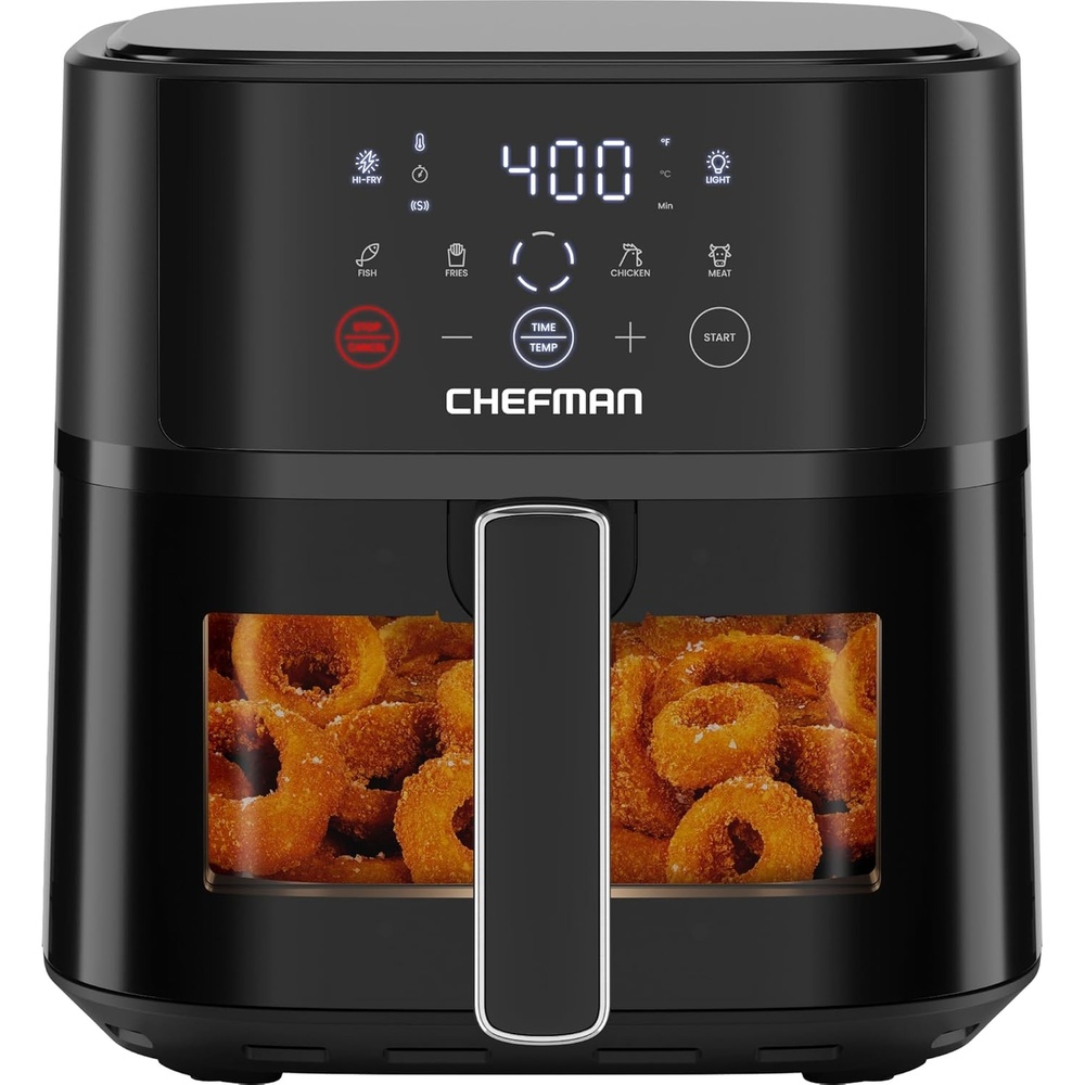 image:imageChefman Air Fryer  6 QT Compact Airfryer for Quick amp Easy Meals in Minutes Features HiFry Technology for Extra Crisp Touchscreen Controls with 4 Presets Nonstick amp Dishwasher Safe Basket  Black6 Quart  Window