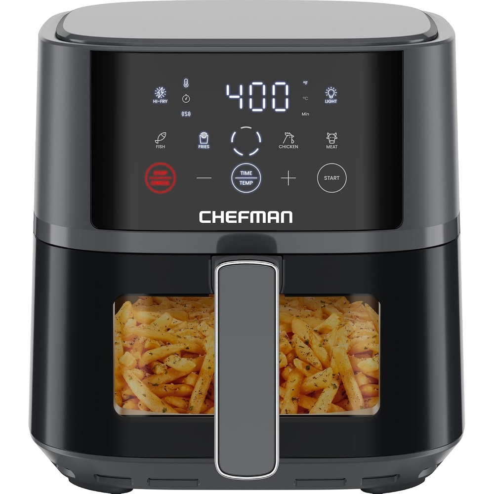 image:imageChefman Air Fryer 6in1 XL 14Quart Multifunctional Airfryer with Touchscreen Controls Rotisserie Food Dehydrator Convection Oven Bake Broil and Reheat Functions Windowed Door Black4 Quart