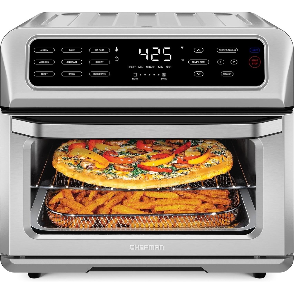 image:imageChefman Air Fryer Toaster Oven Combo Countertop Oven for Quick amp Healthy Meals Bake Broil Air Fry Toast and Bagel Functions 450F Max Temp 4 Slice Toaster Oven Air Fryer Combo IvoryStainless