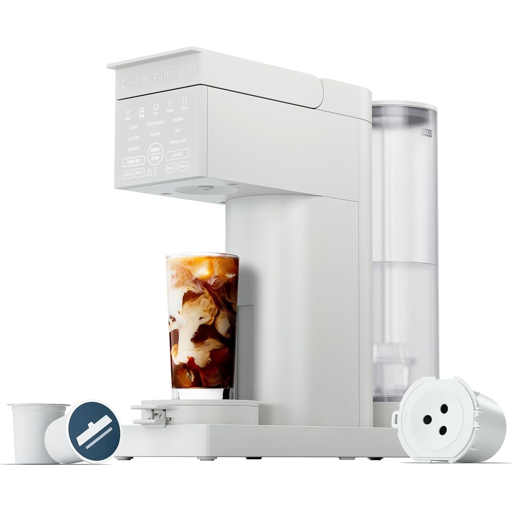 image:imageChefman Caffeinator Single Serve Coffee Maker Brew Kcups amp Grounds Drip Coffee Machine with Brew Strength Settings Iced Coffee Function 45 oz Removable Water ReservoirConcrete