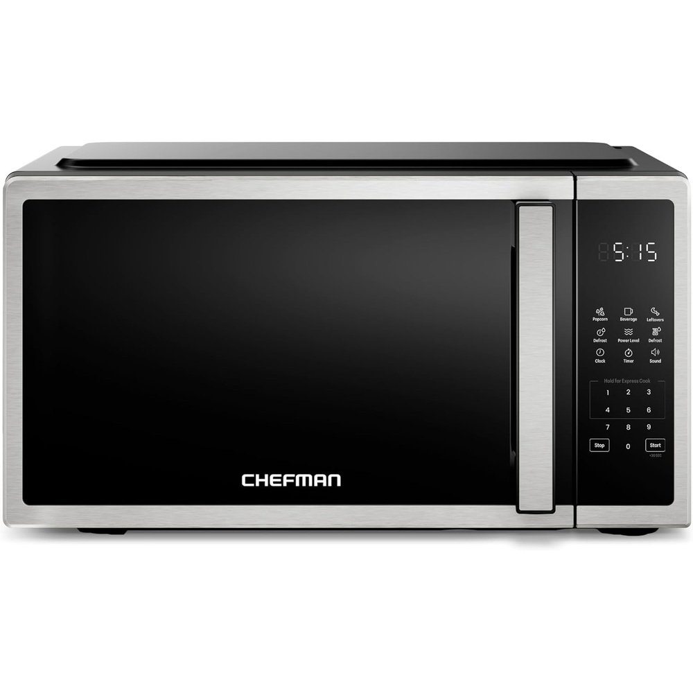 image:imageChefman Countertop Microwave Oven 09 Cu Ft 1000 Watts with 10 Power Levels 3 Cooking Presets with OneTouch Express Cook 2 Defrost Settings Child Safety Lock amp Mute Button Stainless Steel07 Cu Ft
