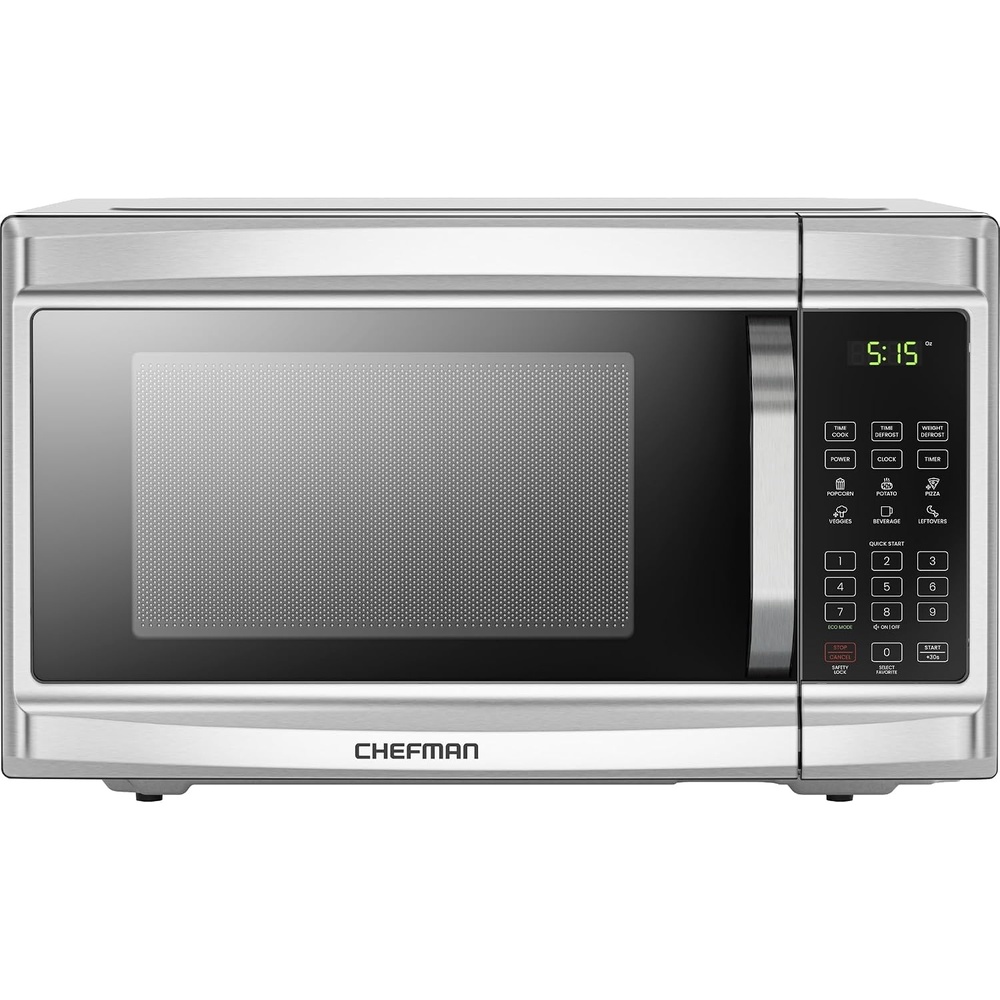 image:imageChefman Countertop Microwave Oven 09 Cu Ft 1000 Watts with 10 Power Levels 3 Cooking Presets with OneTouch Express Cook 2 Defrost Settings Child Safety Lock amp Mute Button Stainless Steel13 Cu Ft