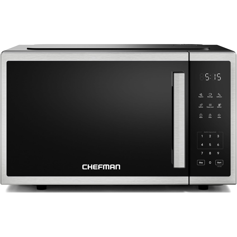image:imageChefman Countertop Microwave Oven 09 Cu Ft 1000 Watts with 10 Power Levels 3 Cooking Presets with OneTouch Express Cook 2 Defrost Settings Child Safety Lock amp Mute Button Stainless Steel09 Cu Ft