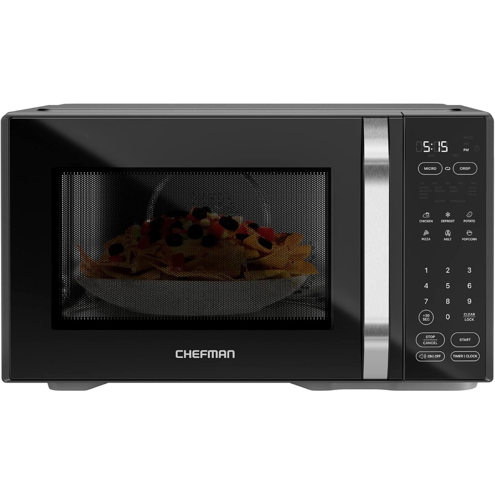 image:imageChefman Countertop Microwave Oven 09 Cu Ft Digital Stainless Steel Microwave 900 Watt with 6 Presets Eco Mode Mute Option Memory Function Child Safety Lock Kitchen Home Dorm Essentials1 Cu Ft MicroCrisp