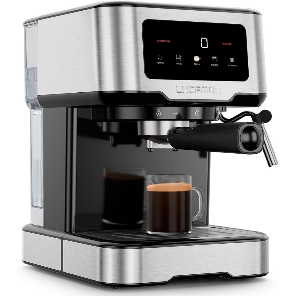 image:imageChefman Crema Supreme 15 Bar Espresso Machine with Milk Frother Barista Steam Wand Professional Coffee Maker with Coffee Grinder 30 Grind Settings 3L Removable Water Tank Stainless SteelSmall