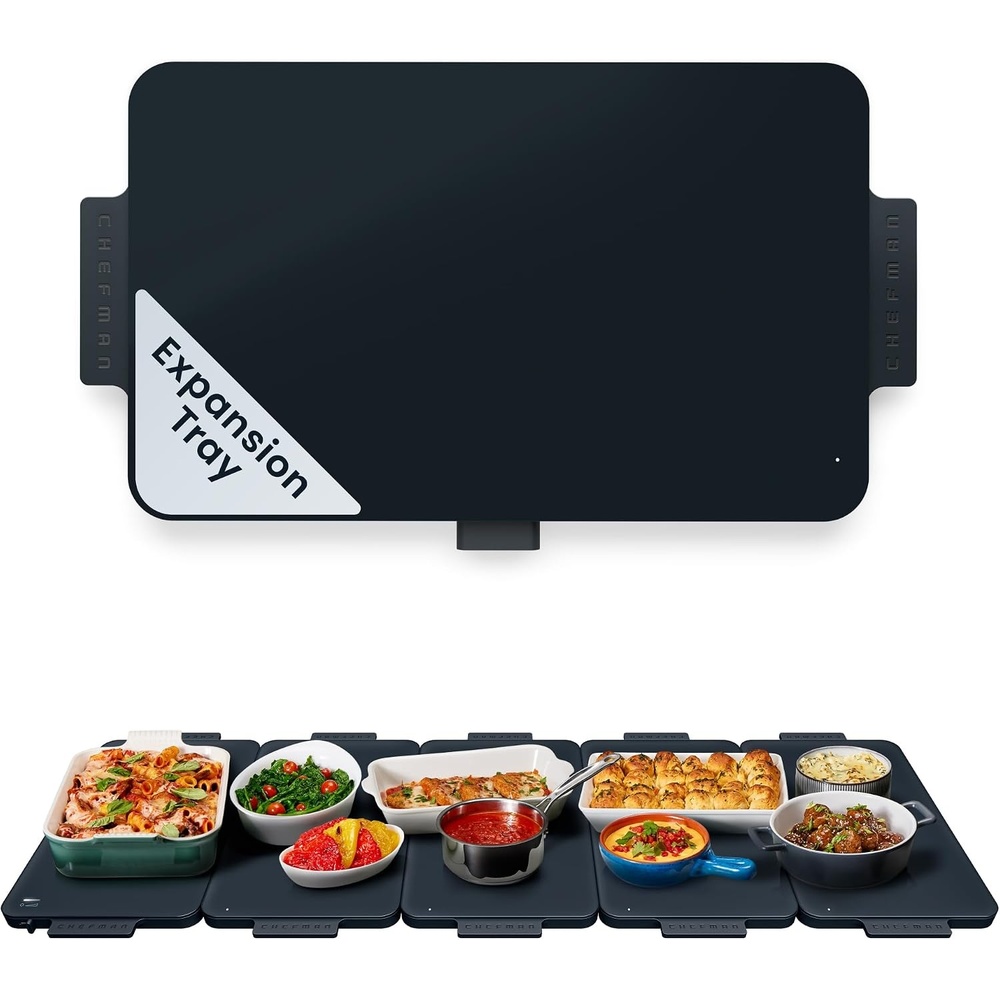 image:imageChefman Everything Warmer Electric Warming Tray 20 x 16 Modular Expanding Design Graphene FullSurface Heating Food Warming Mat for Parties Gatherings amp Daily Use Two Tempered Glass PanelsMidnight
