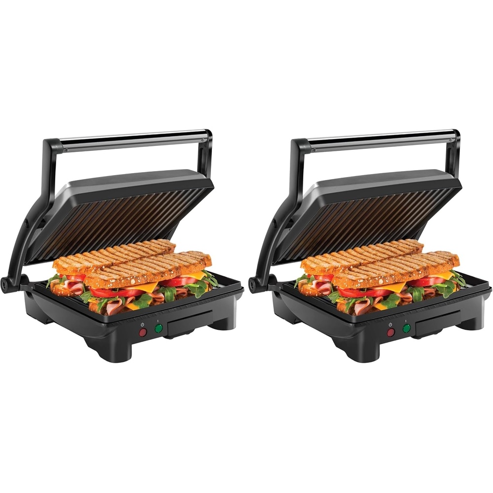 image:imageChefman Panini Press Grill and Gourmet Sandwich Maker NonStick Coated Plates Opens 180 Degrees to Fit Any Type or Size of Food Stainless Steel Surface and Removable Drip Tray 4 Slice Black4 Slice Standard Pack of 2