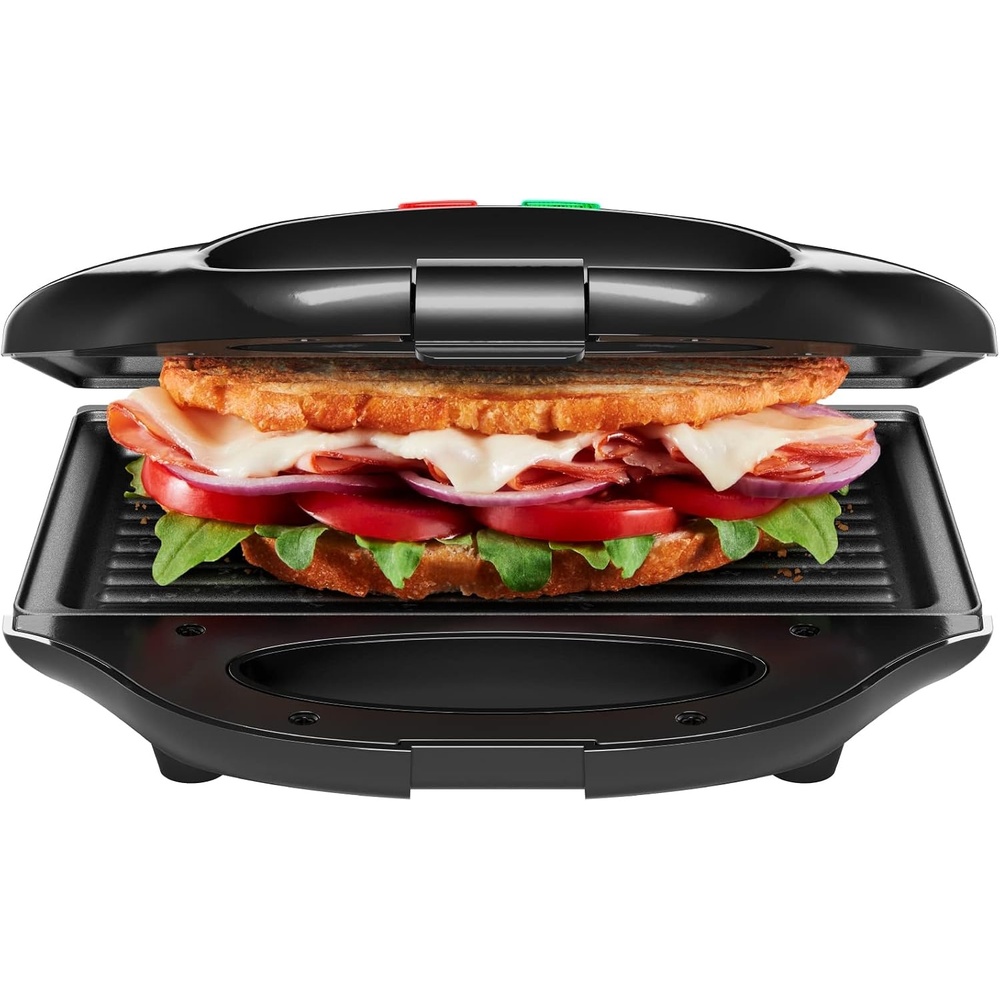 image:imageChefman Portable Sandwich Maker Compact Nonstick Electric Omelet Maker Panini Press Pocket Sandwich Press and Quesadilla Maker with Indicator Lights Locking Lid and Cord StorageBlack