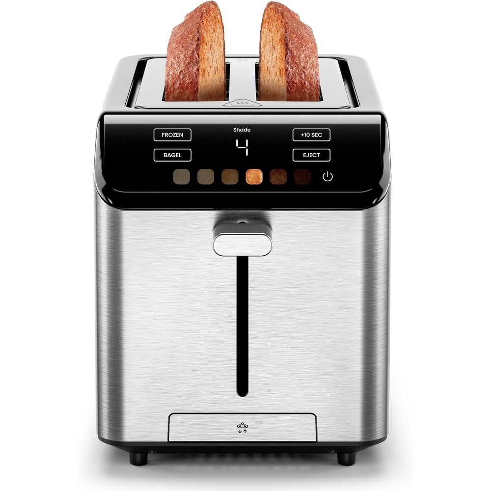 image:imageChefman Smart Touch 4 Slice Digital Toaster 6 Shade Settings Touchscreen Bagel Toaster 4 Slice with ExtraWide Slots 10 Seconds Defrost Removable Crumb Tray Stainless SteelStainless Steel