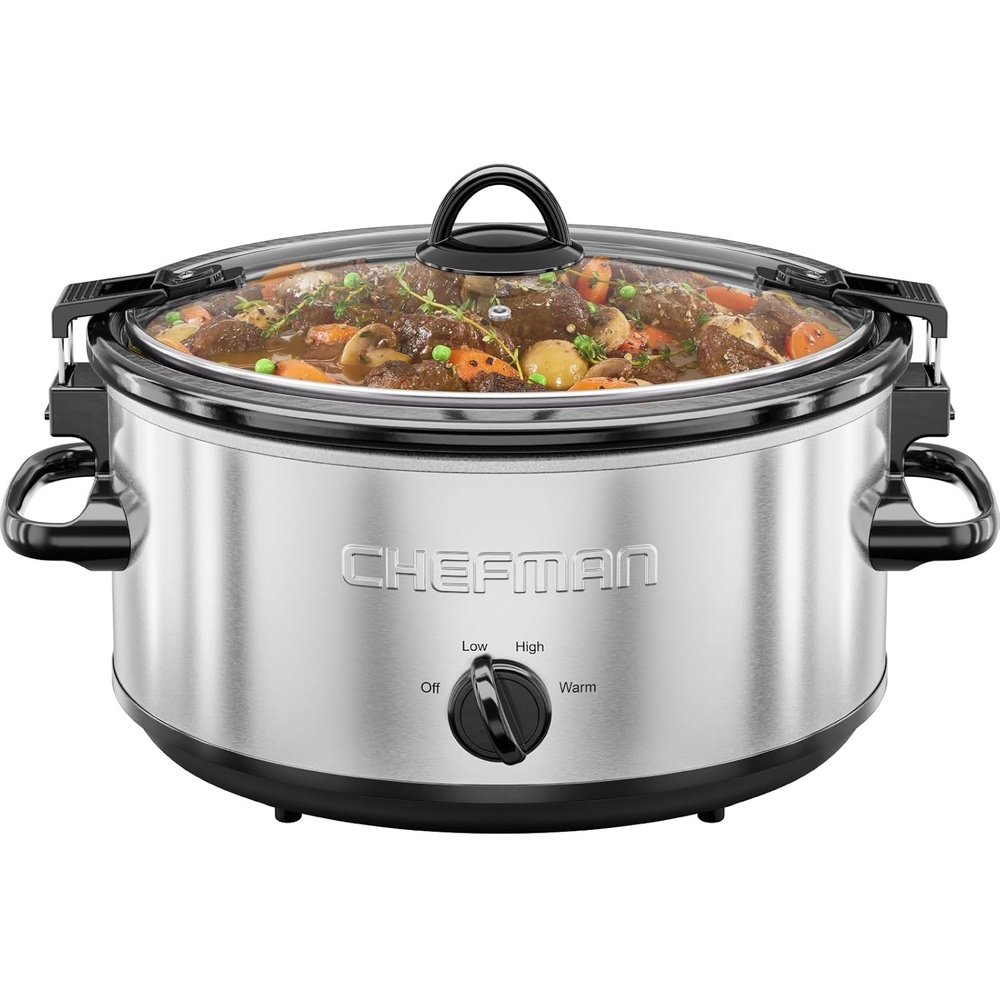 image:imageChefman Triple Slow Cooker amp Food Warmer Three Crock Slowcooker with 25 Qt Ceramic Crocks 75Quart Total Capacity PFASFree Three Temperature Settings DishwasherSafe Parts Stainless Steel6 Quarts