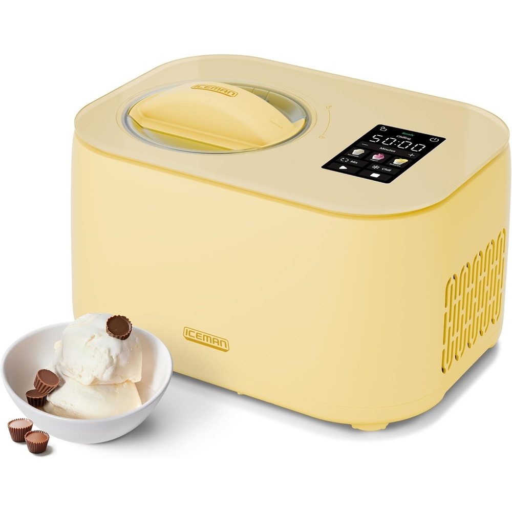 image:imageIceman by Chefman Trio Ice Cream Maker  No PreFreezing with BuiltIn Compressor  for Ice Cream Froyo Sorbet Sherbet Italian Ice Frozen Yogurt amp More  2 20oz Containers amp LidsButter